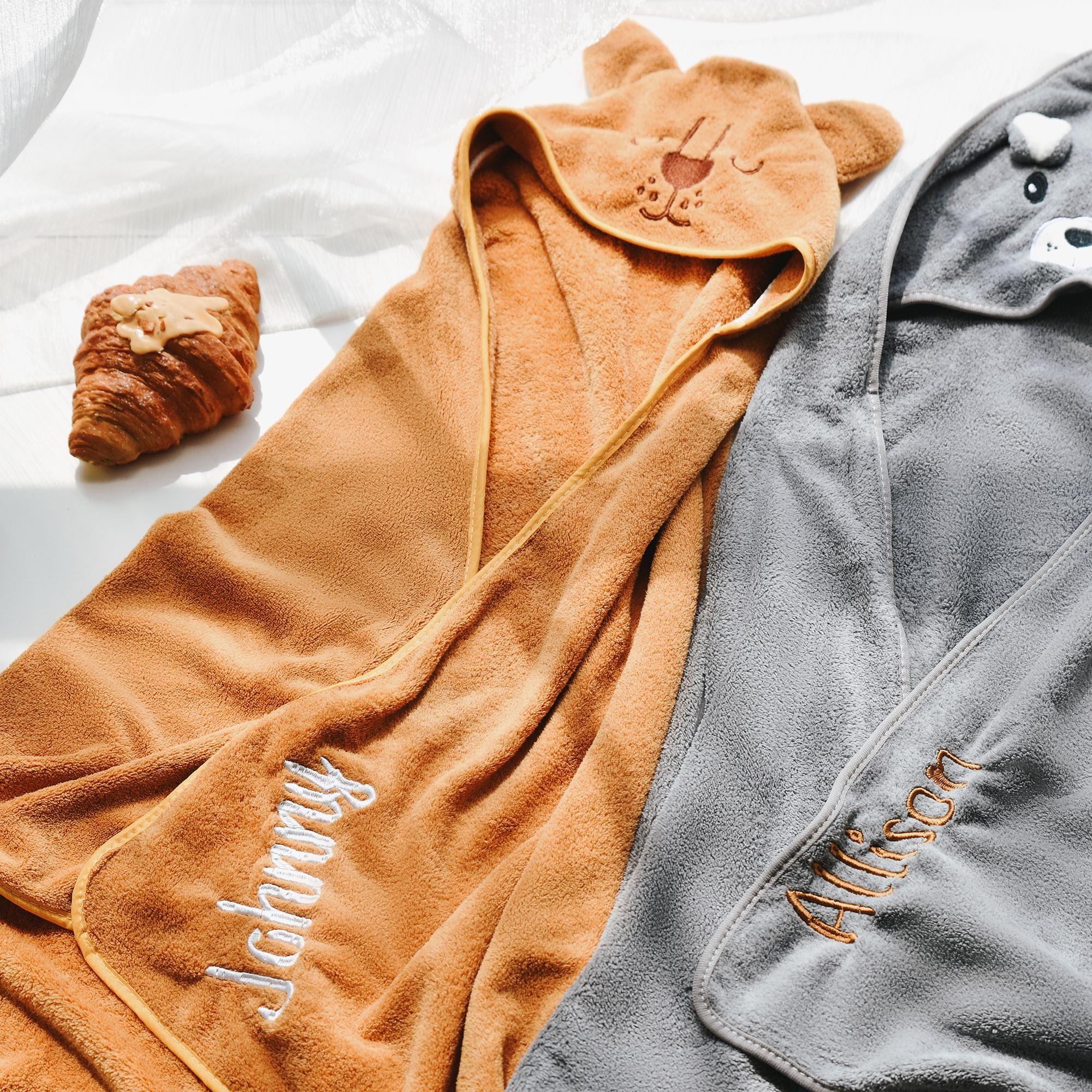 Personalized Embroidery Animal Coral Fleece Soft Hooded Towel | CWBaby142