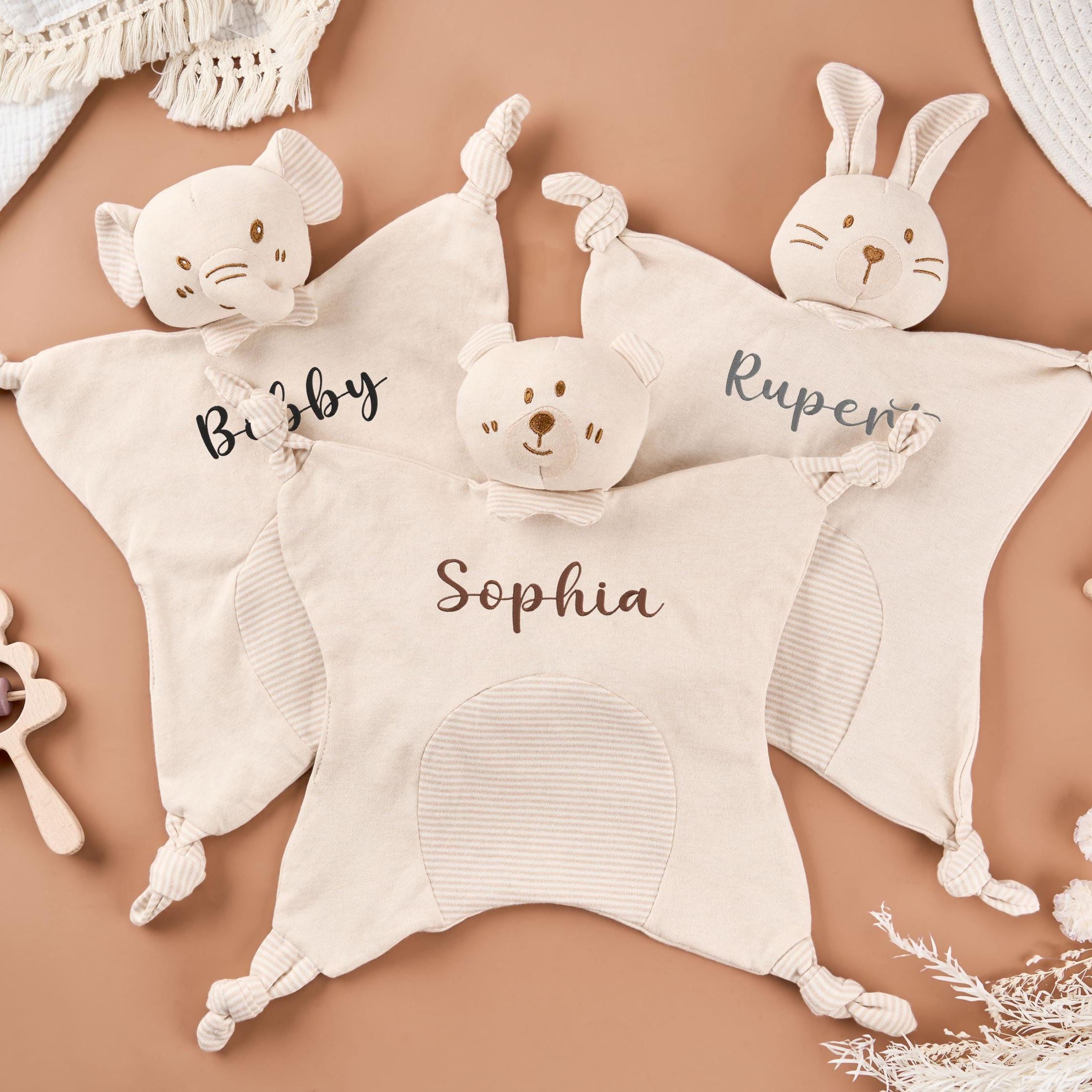 Personalized Baby Monogram Animal Comforter Sleep Toy | CWToy143