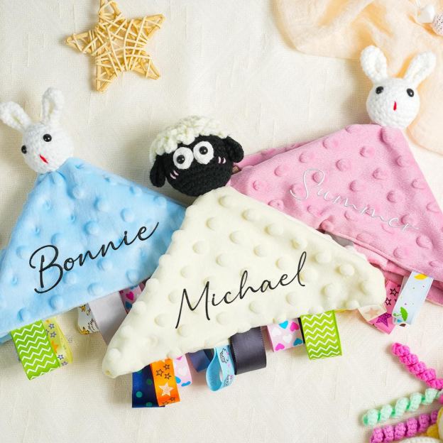 Personalized Baby Monogram Animal Comforter Sleep Toy | CWToy144