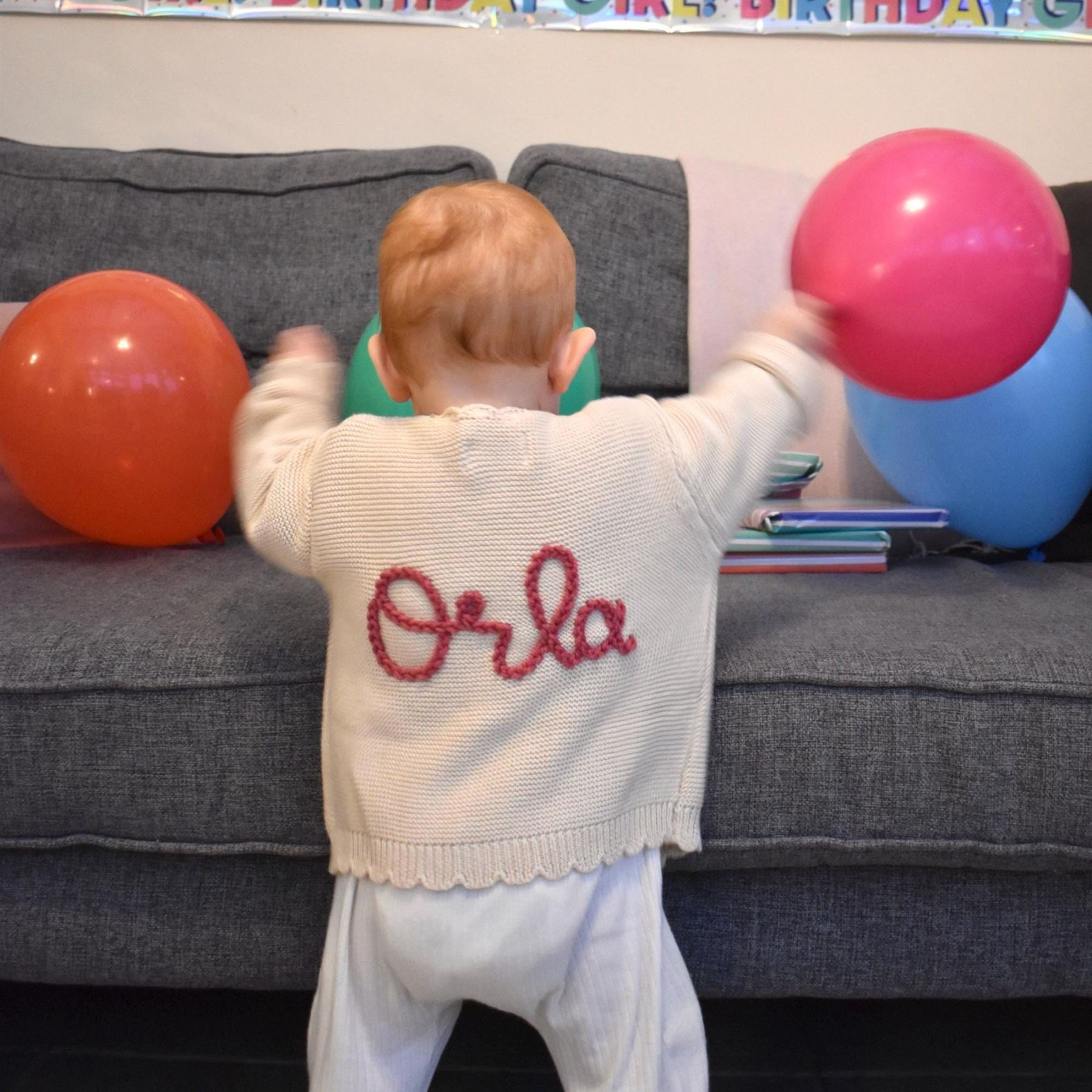 Personalized Hand Embroidered Baby Cardigan | CWBaby283