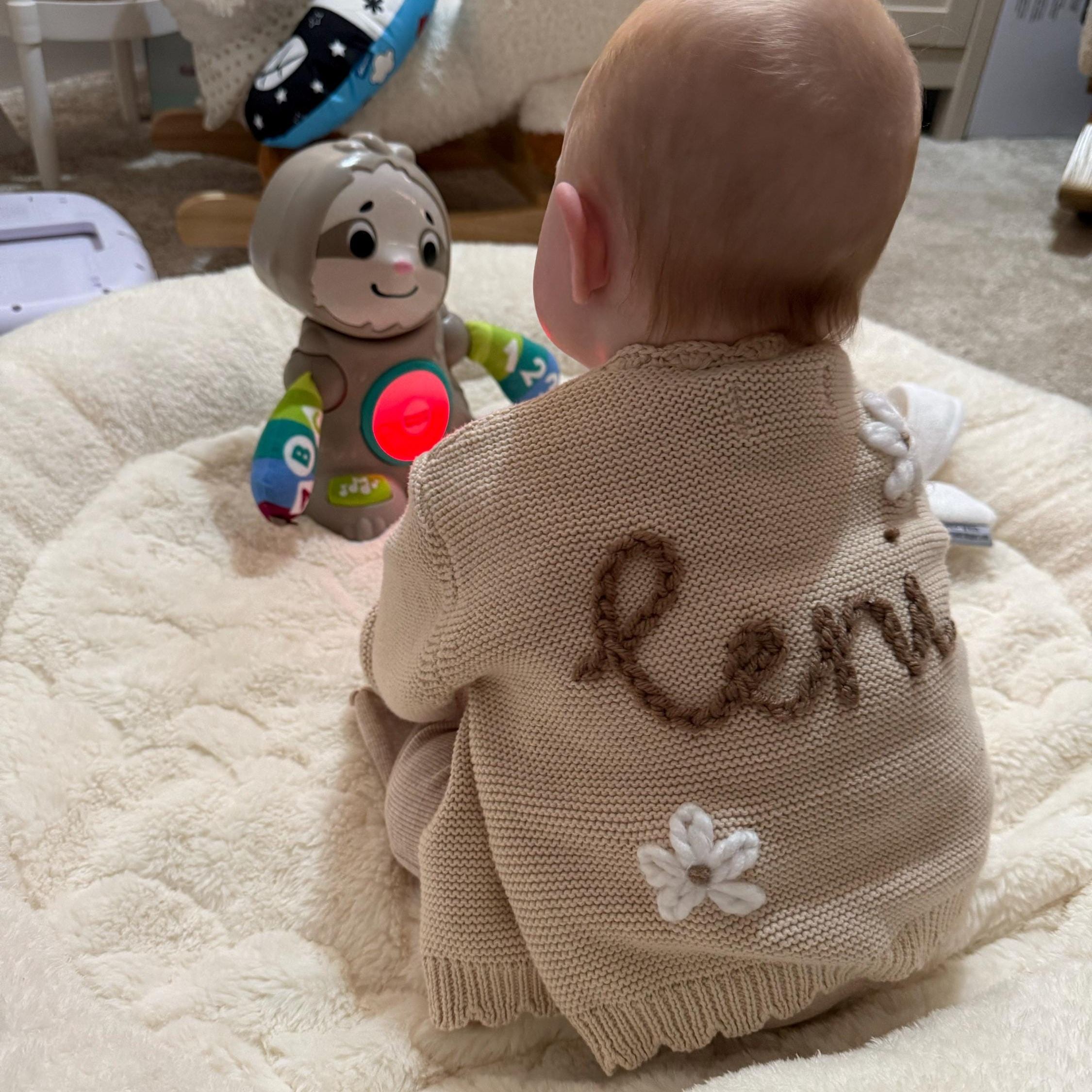 Personalized Hand Embroidered Baby Cardigan | CWBaby283