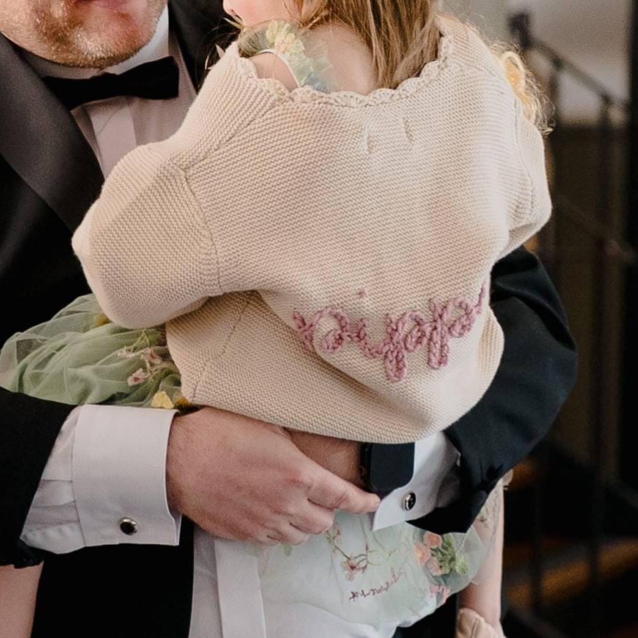 Personalized Hand Embroidered Baby Cardigan | CWBaby283