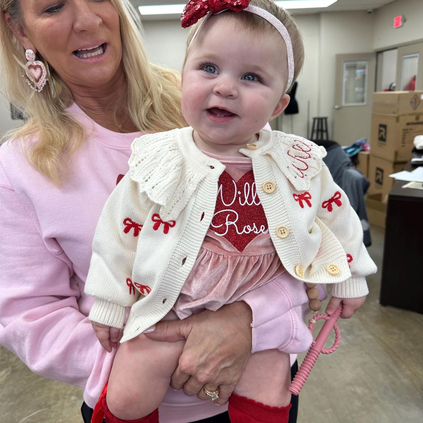 Personalized Embroidered Coquette Bow Cardigan Sweater | CWBaby285