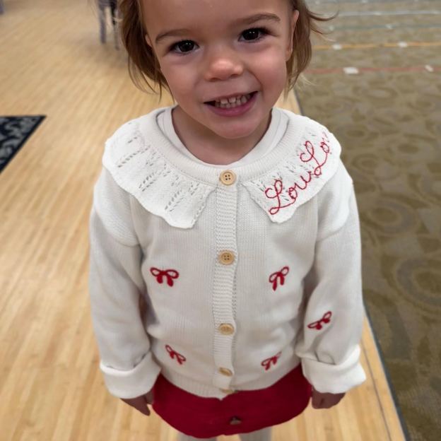 Personalized Embroidered Coquette Bow Cardigan Sweater | CWBaby285
