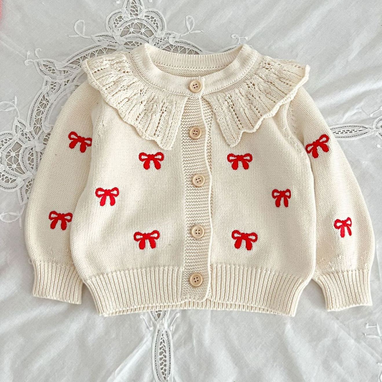 Personalized Embroidered Coquette Bow Cardigan Sweater | CWBaby285