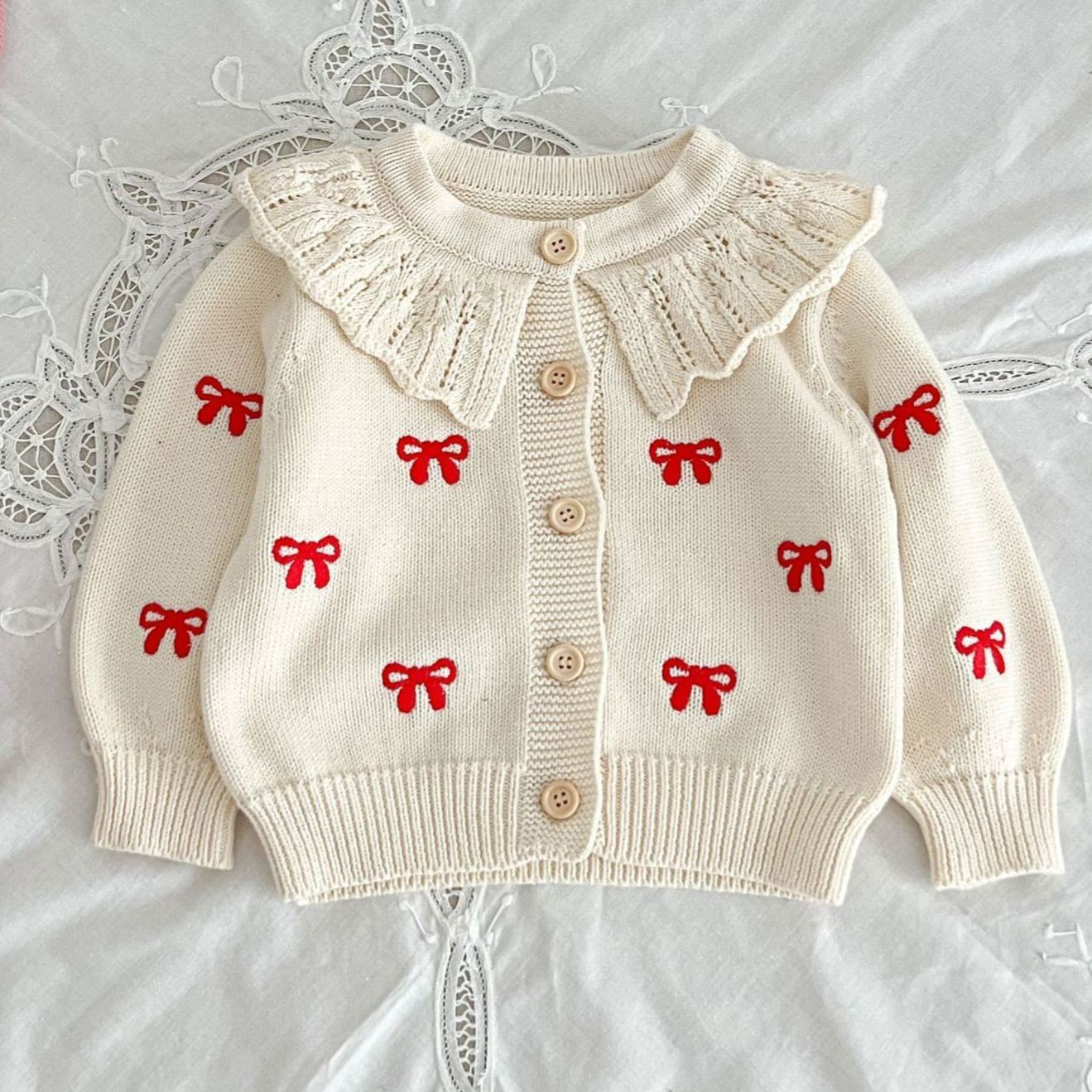 Personalized Embroidered Coquette Bow Cardigan Sweater | CWBaby285