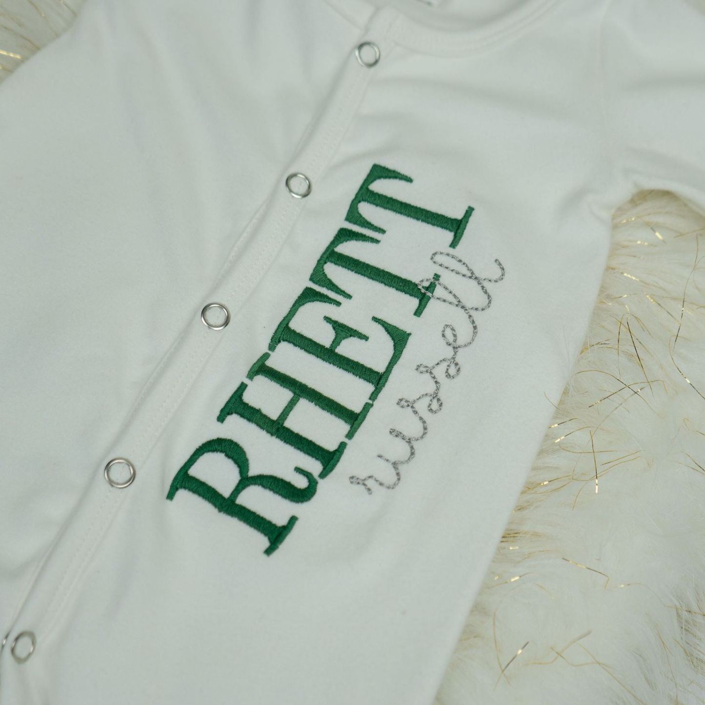 Personalized Embroidery Monograms Baby Coming Home Romper and Hat Set | CWBaby287