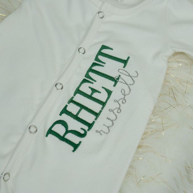 Personalized Embroidery Monograms Baby Coming Home Romper and Hat Set | CWBaby287