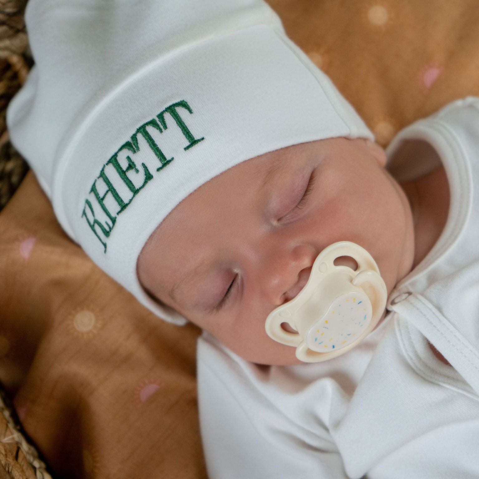 Personalized Embroidery Monograms Baby Coming Home Romper and Hat Set | CWBaby287