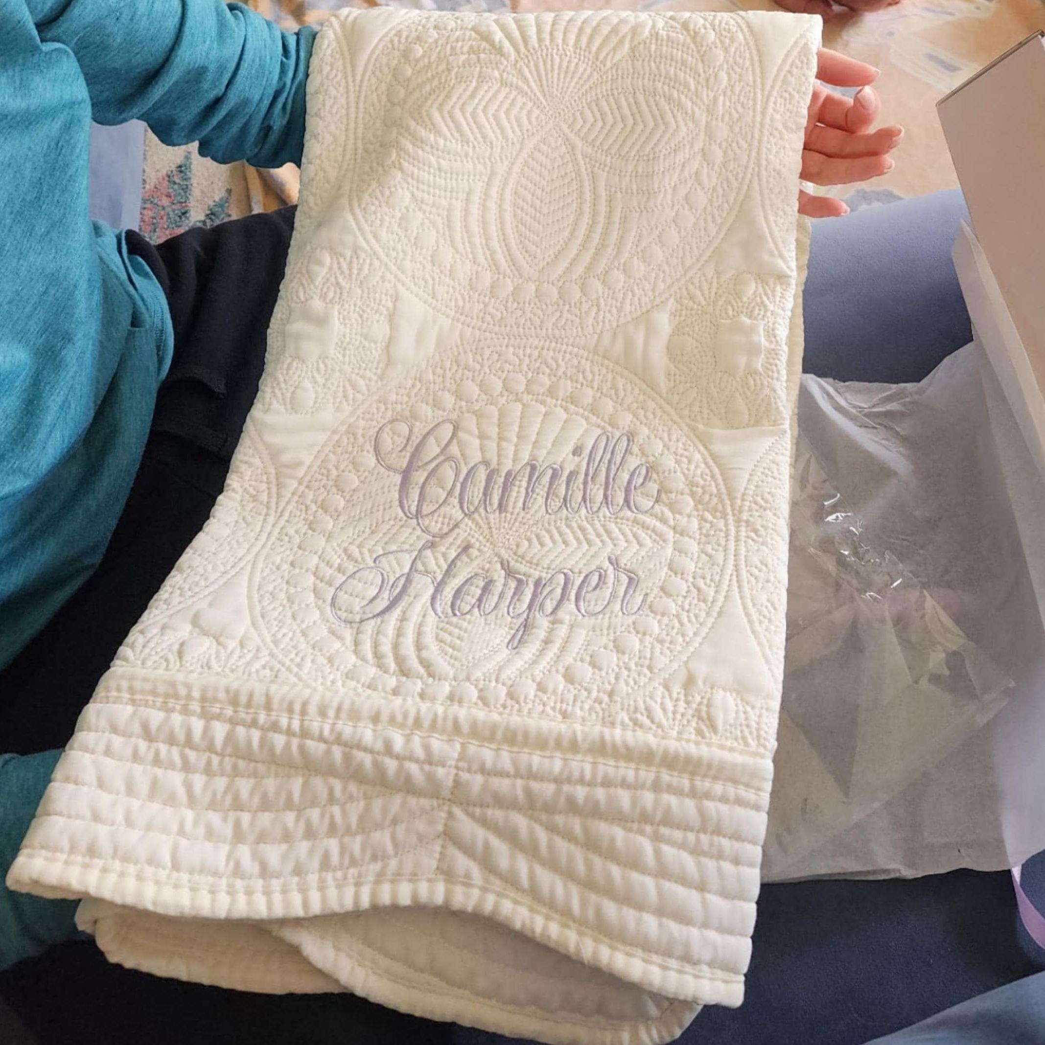 Personalized Embroidered Knit Blanket for Comfort & Unique | CWBaby43