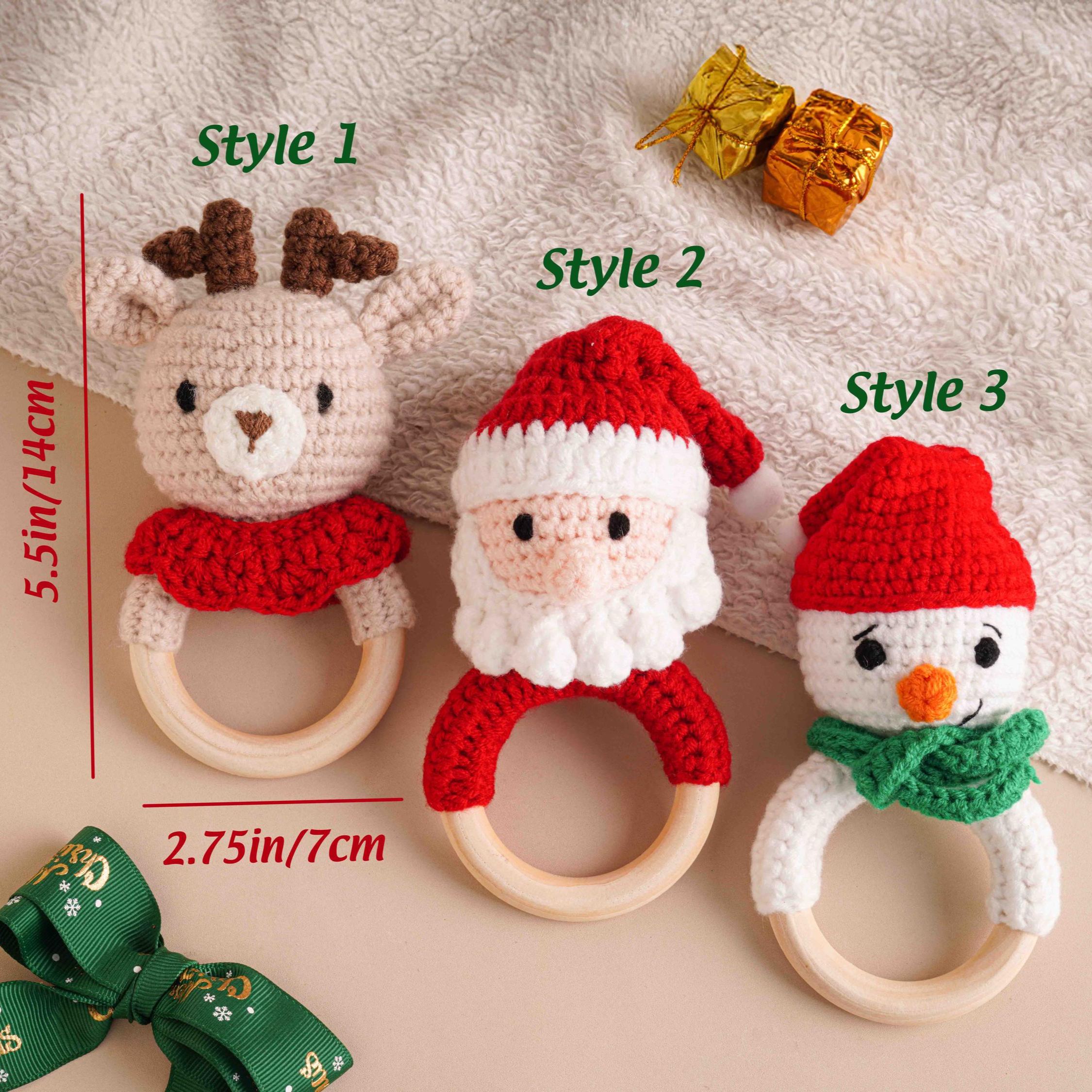 Personalized Christmas Crochet Baby Toy Rattle | CWToy146