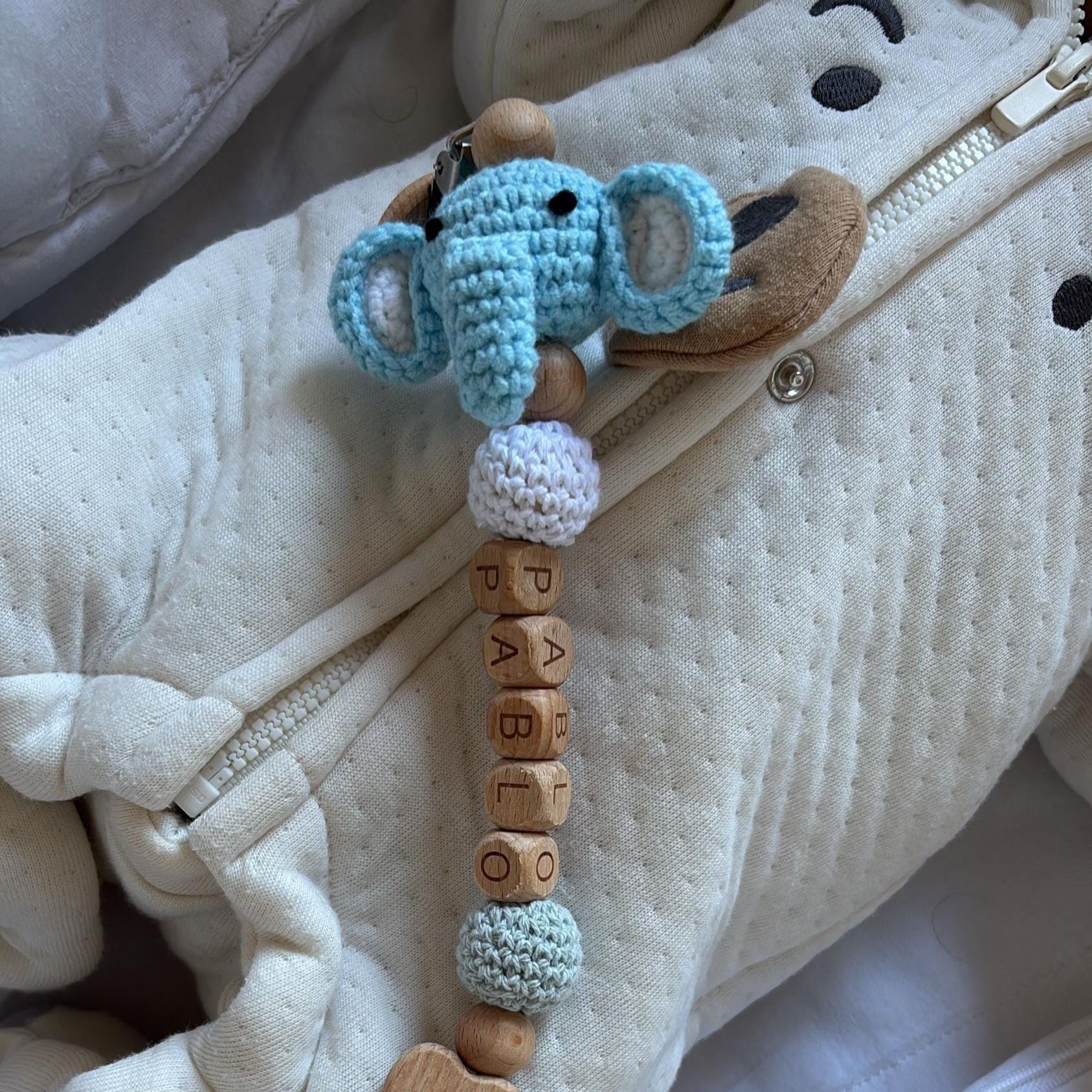 Personalized Baby Pacifier Crocheted Animal Clip | CWToy148