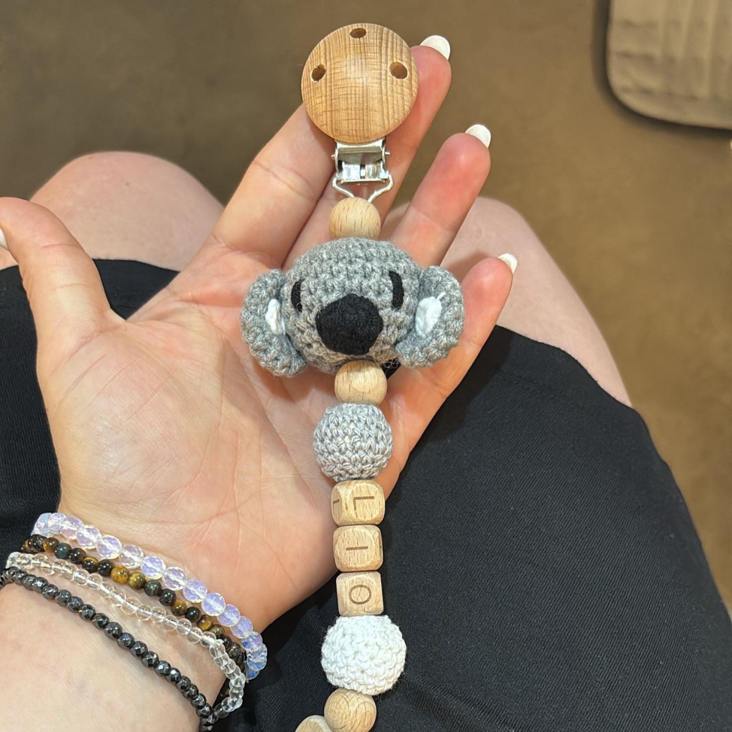 Personalized Baby Pacifier Crocheted Animal Clip | CWToy148