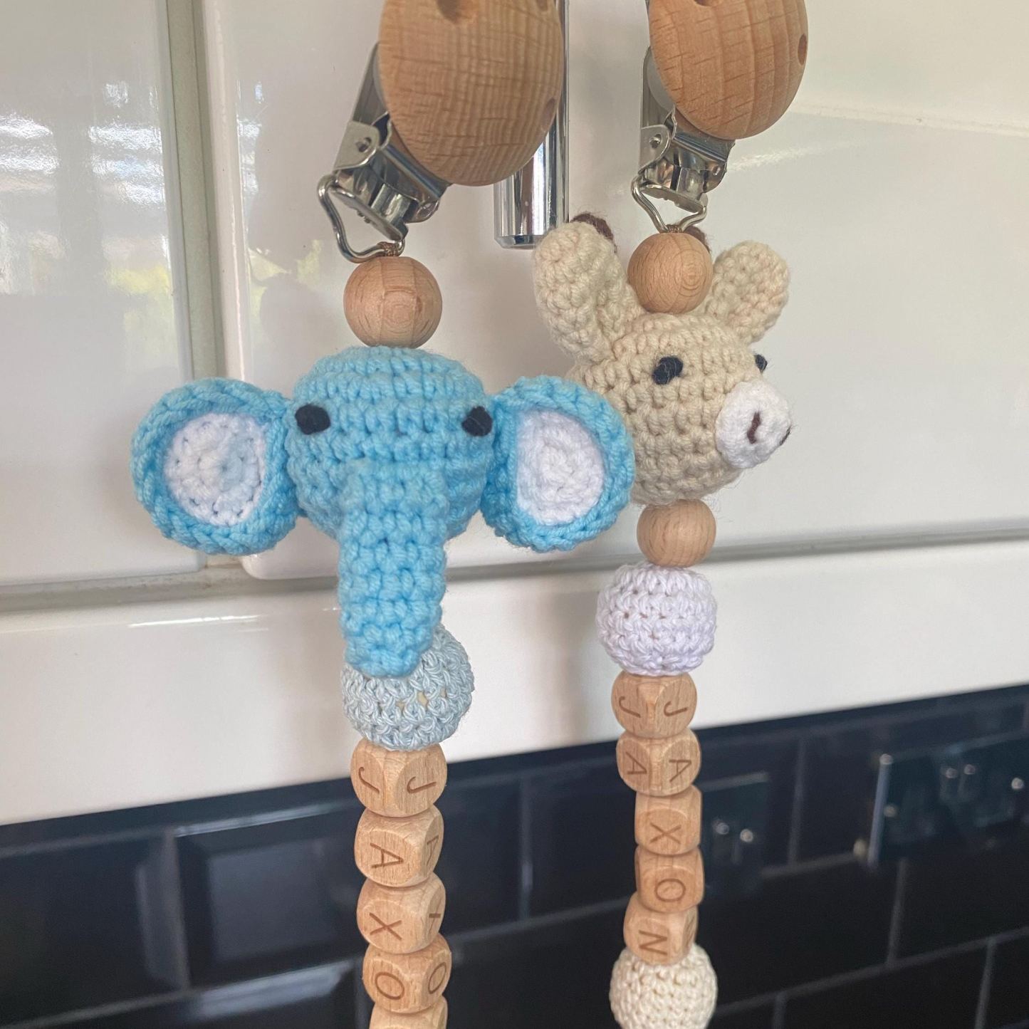Personalized Baby Pacifier Crocheted Animal Clip | CWToy148