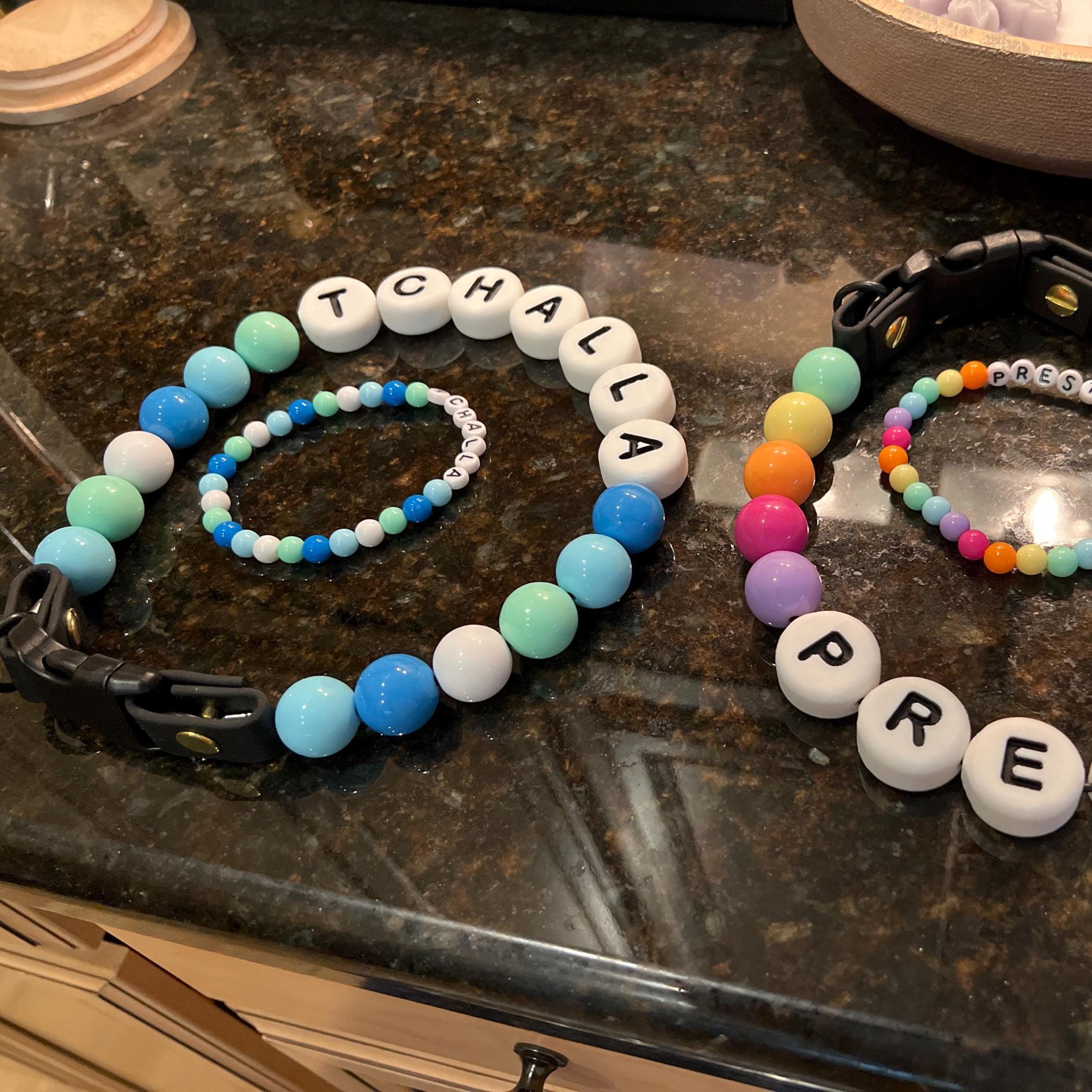 Personalized Handmade Beaded Pet Collar And Bracelet | BKPet213