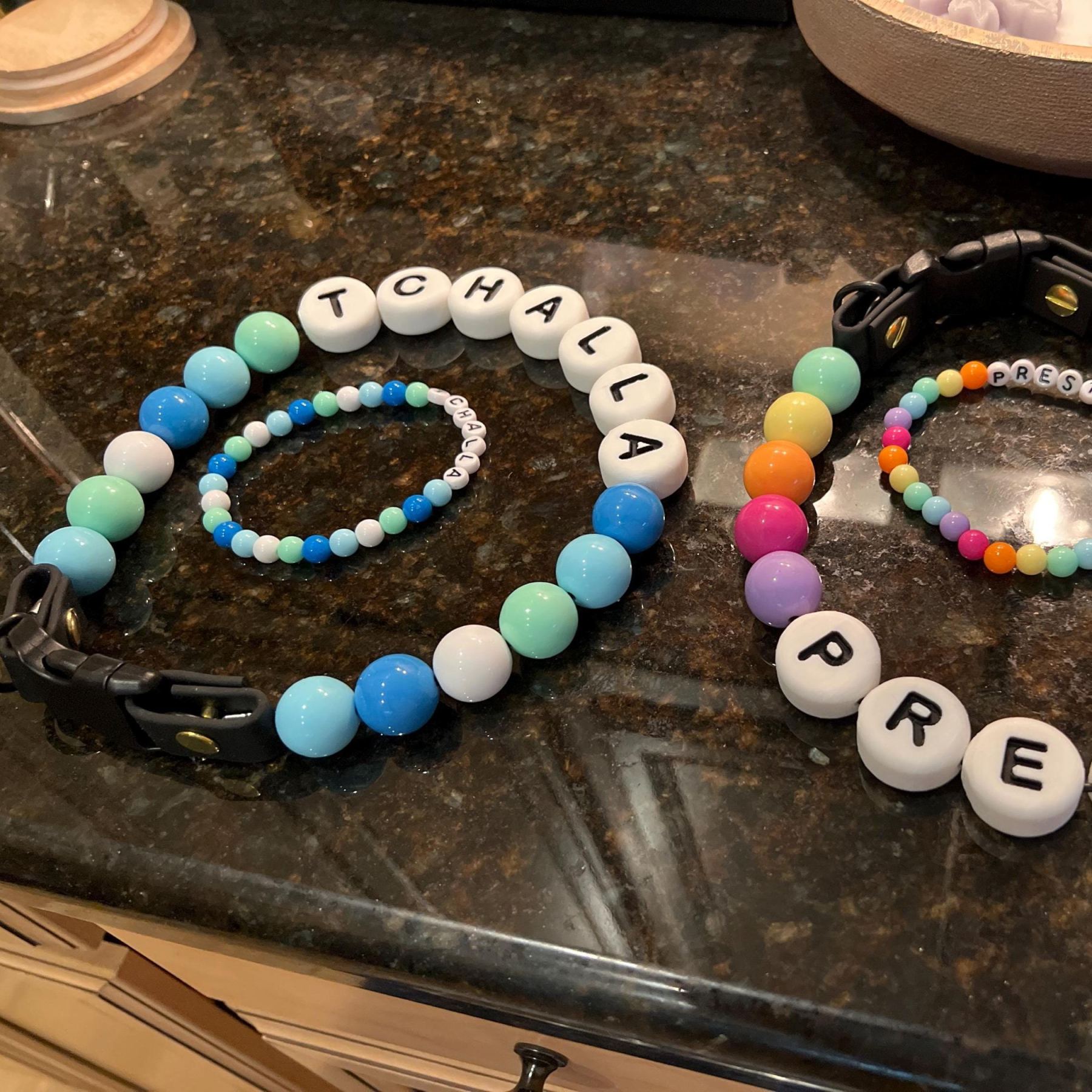 Personalized Handmade Beaded Pet Collar And Bracelet | BKPet213