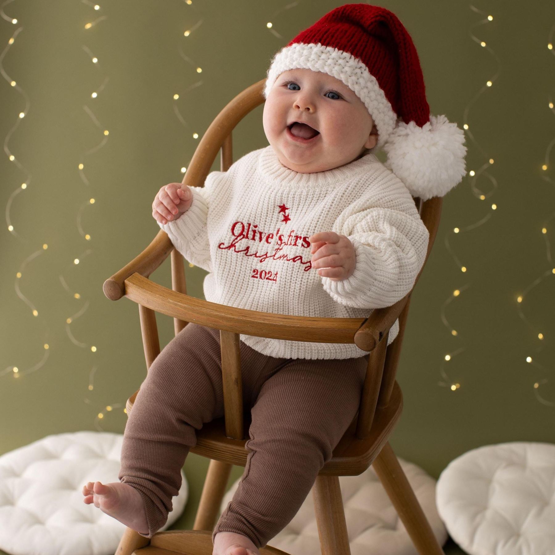 Personalized My First Christmas Embroidery Baby Sweater | MCGift117
