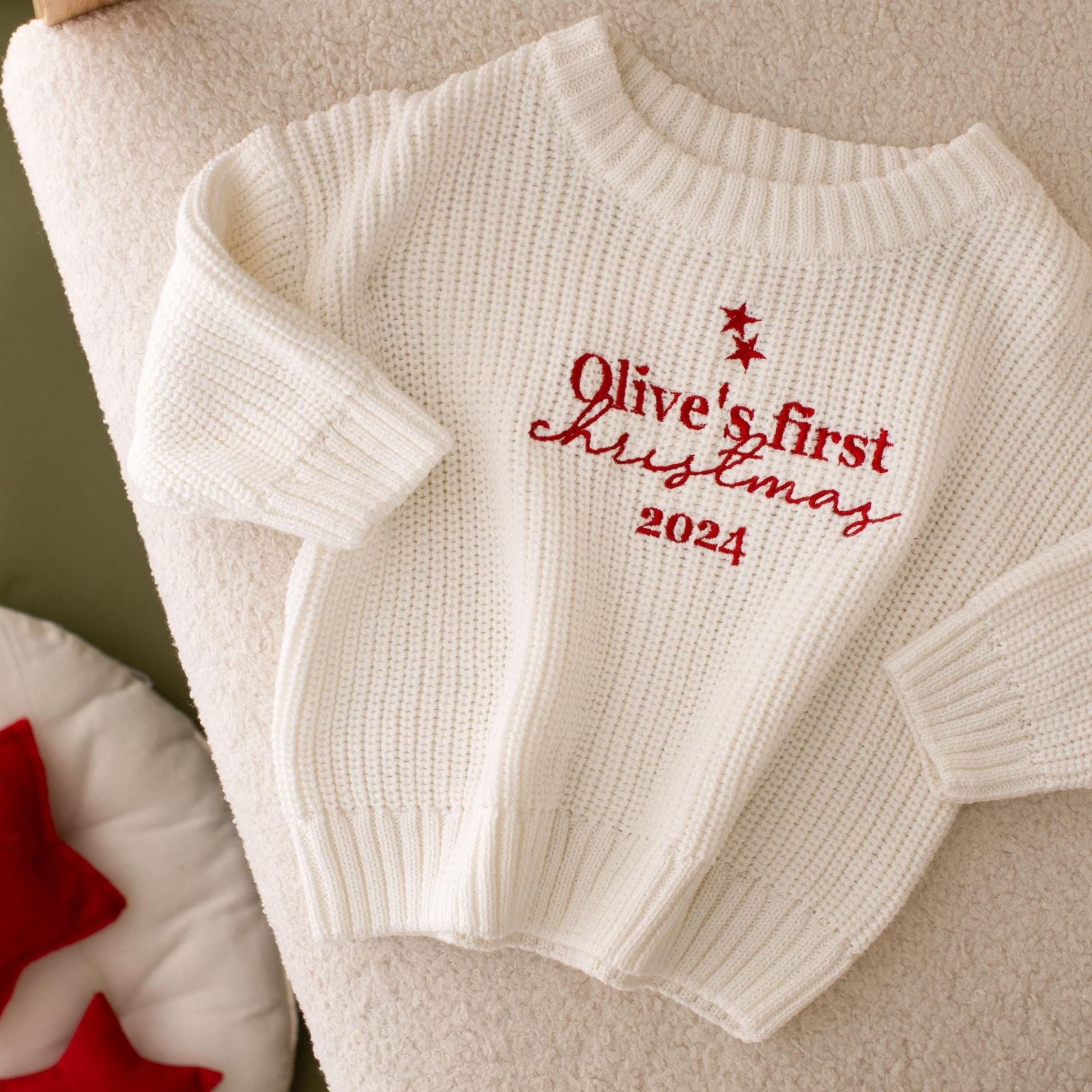 Personalized My First Christmas Embroidery Baby Sweater | MCGift117