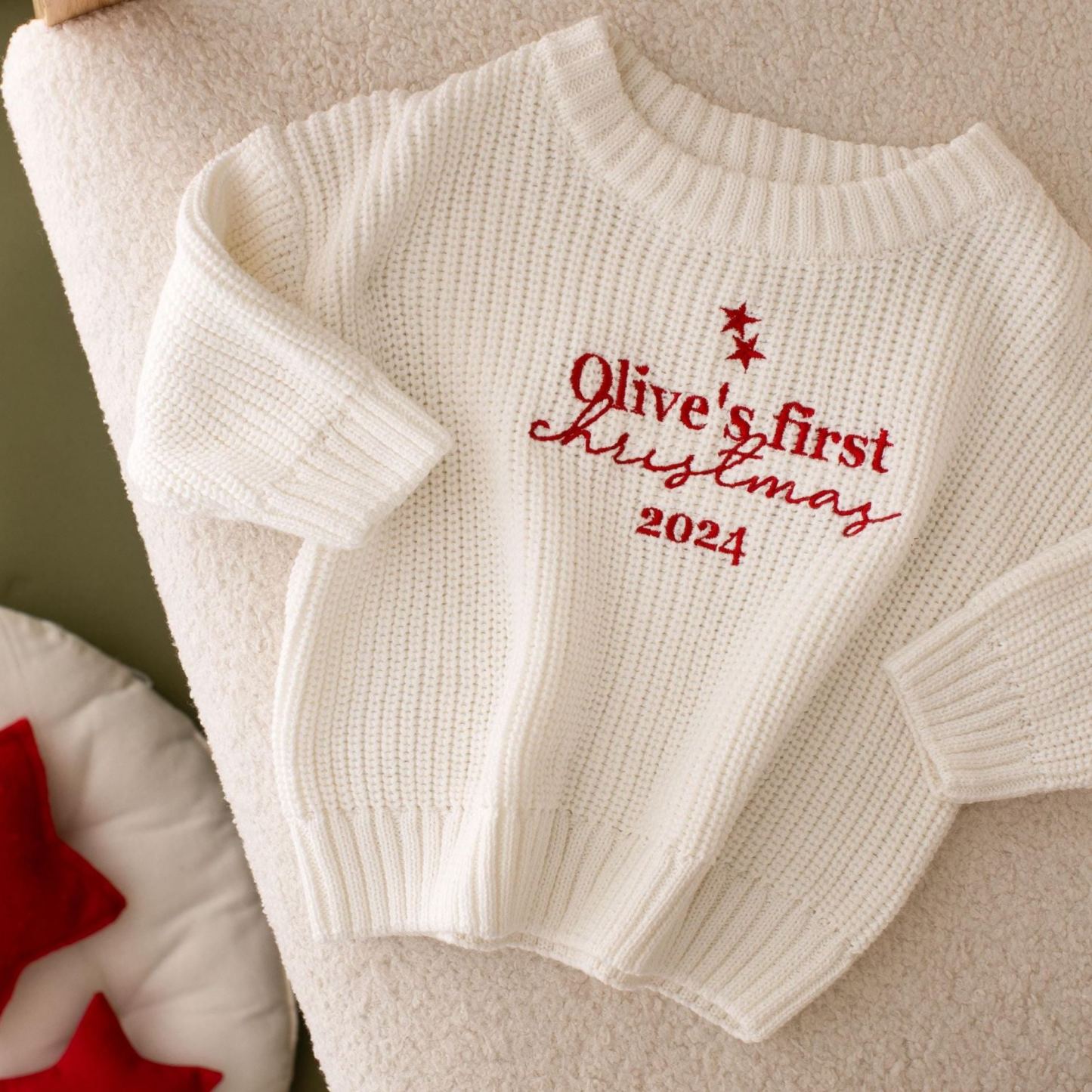 Personalized My First Christmas Embroidery Baby Sweater | MCGift117