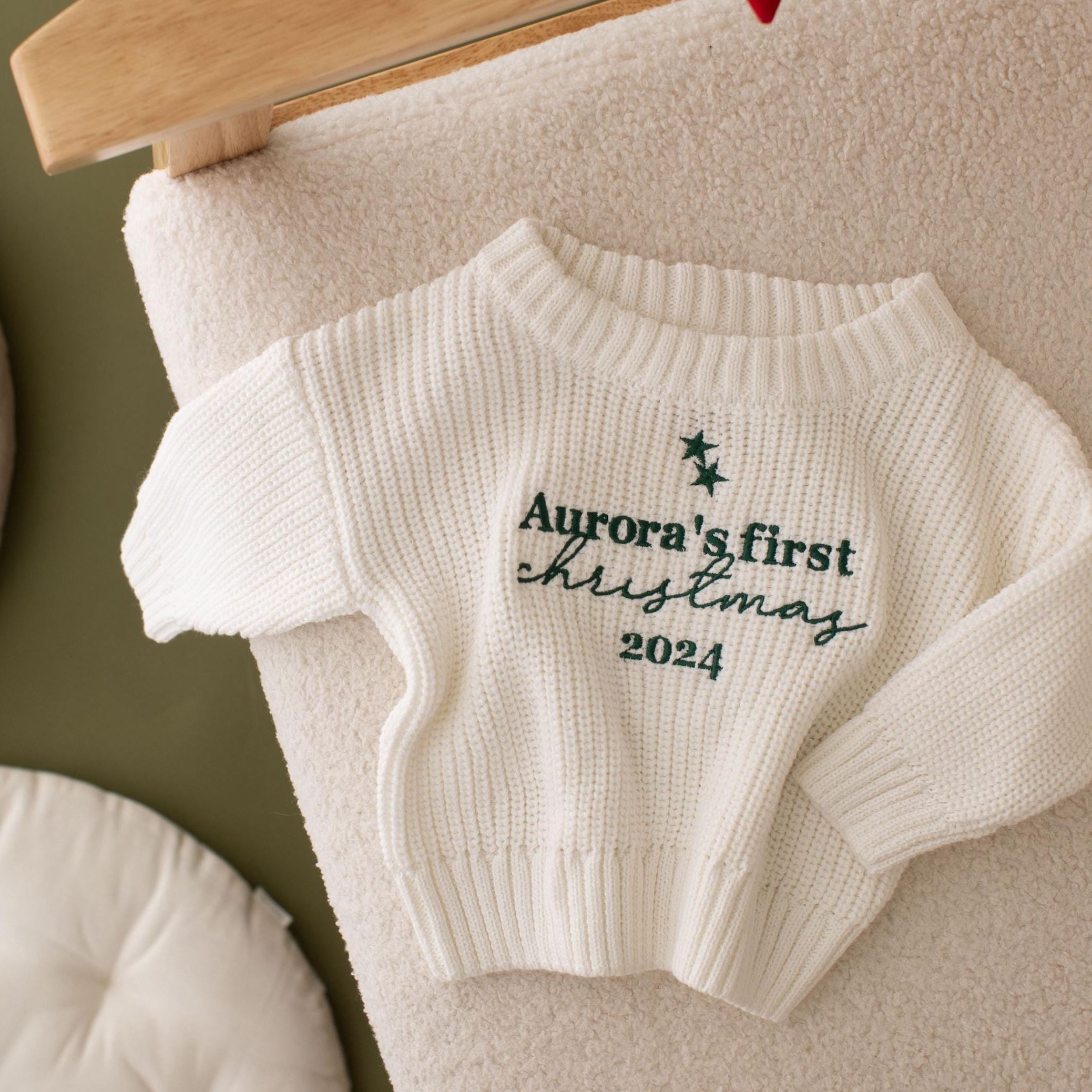 Personalized My First Christmas Embroidery Baby Sweater | MCGift117