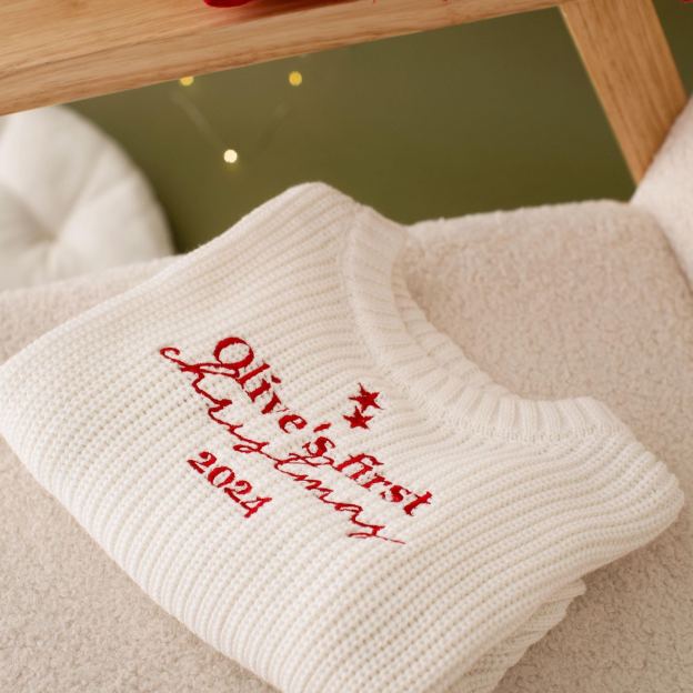 Personalized My First Christmas Embroidery Baby Sweater | MCGift117