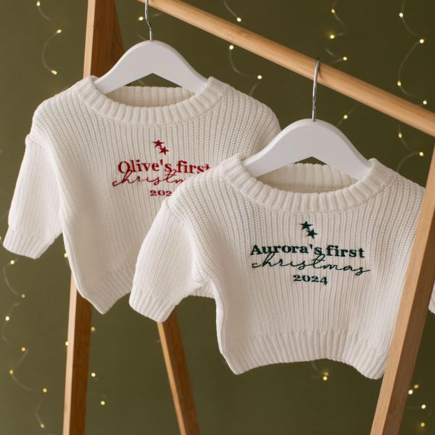 Personalized My First Christmas Embroidery Baby Sweater | MCGift117