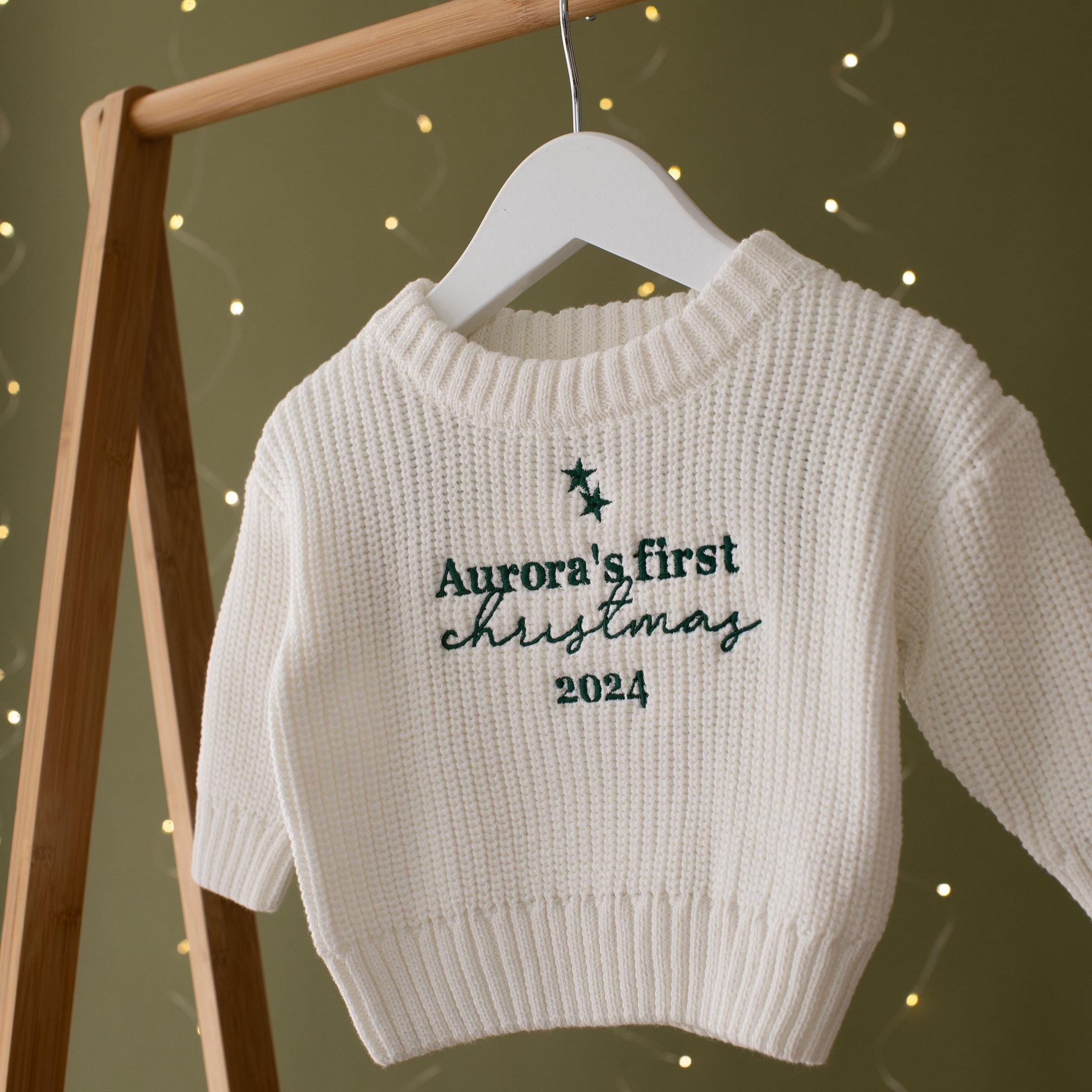 Personalized My First Christmas Embroidery Baby Sweater | MCGift117