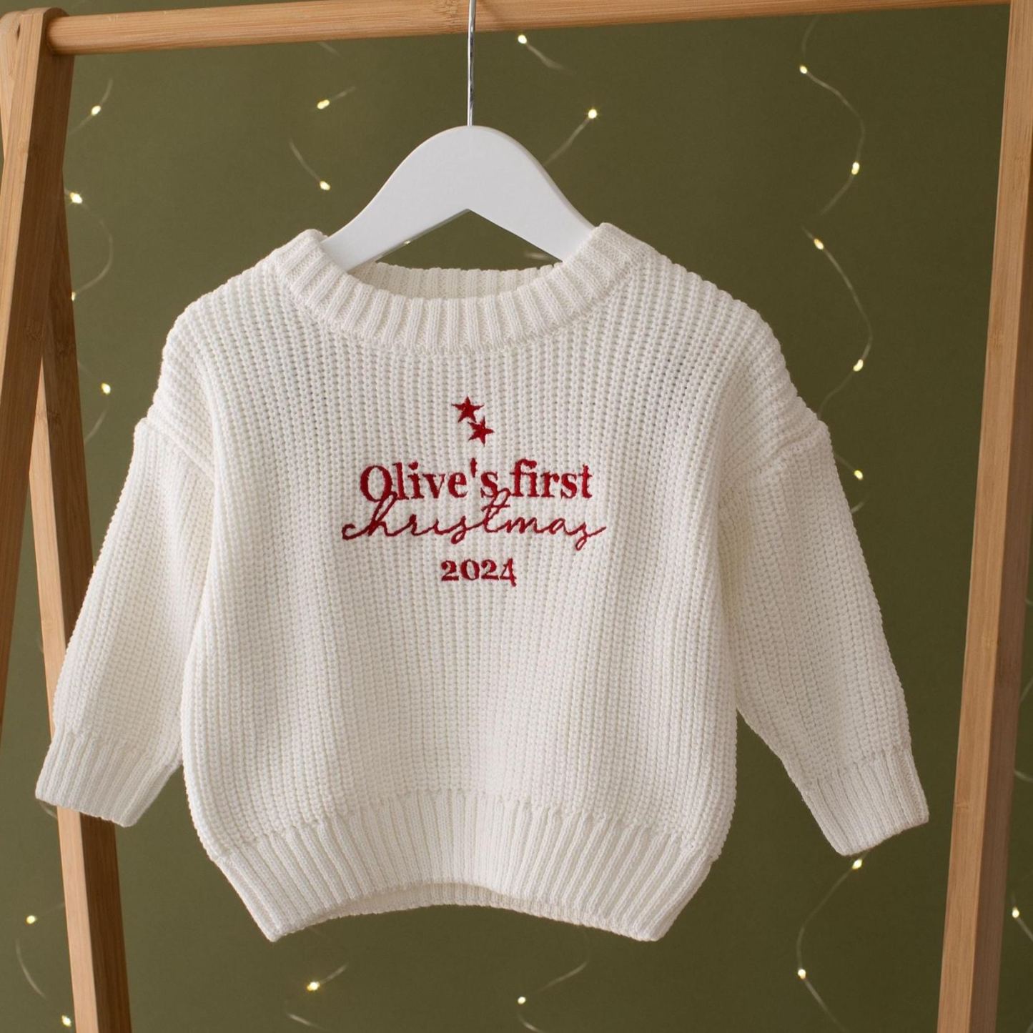Personalized My First Christmas Embroidery Baby Sweater | MCGift117