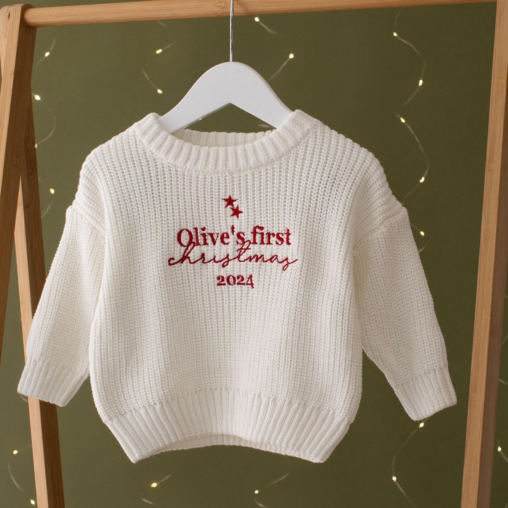 Personalized My First Christmas Embroidery Baby Sweater | MCGift117