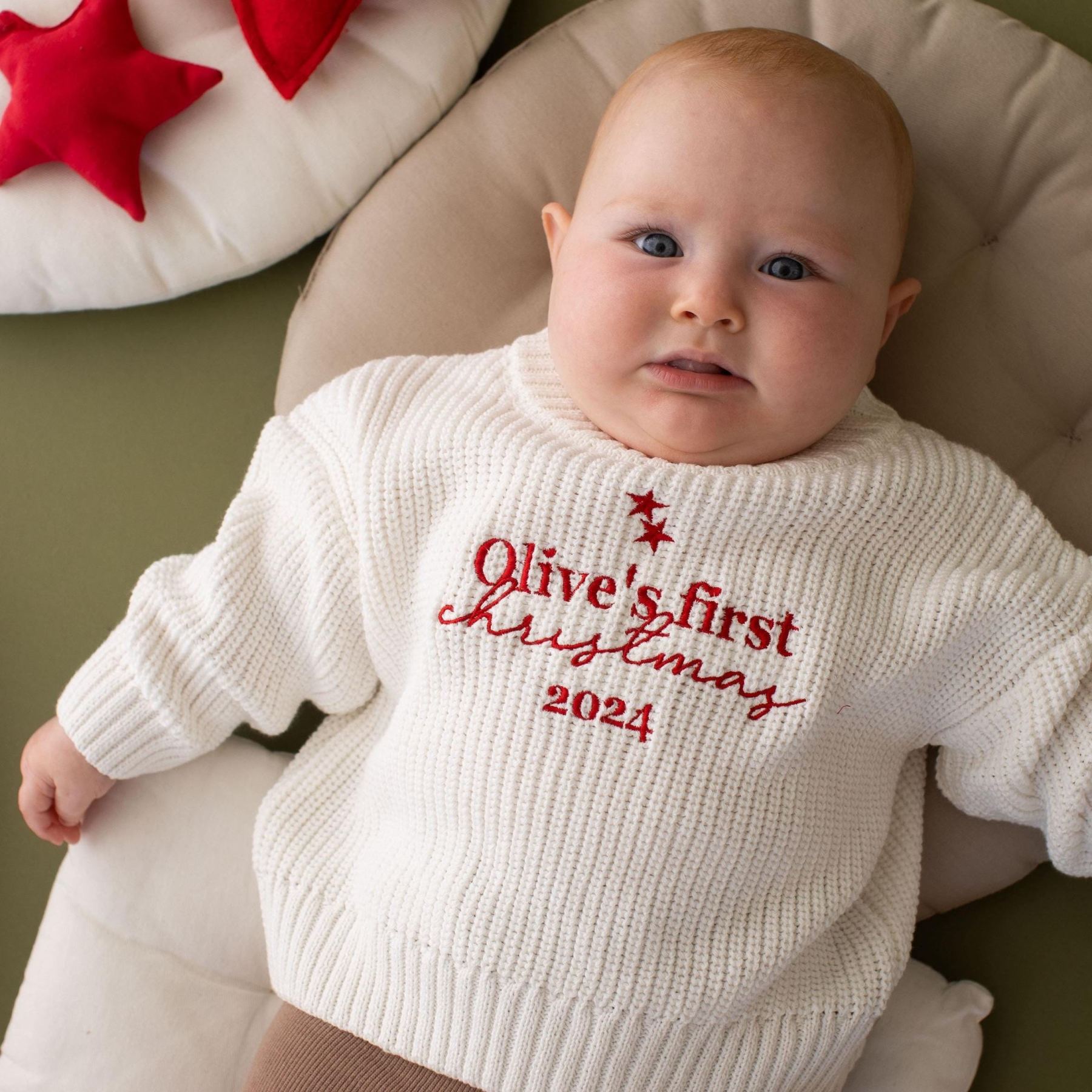 Personalized My First Christmas Embroidery Baby Sweater | MCGift117