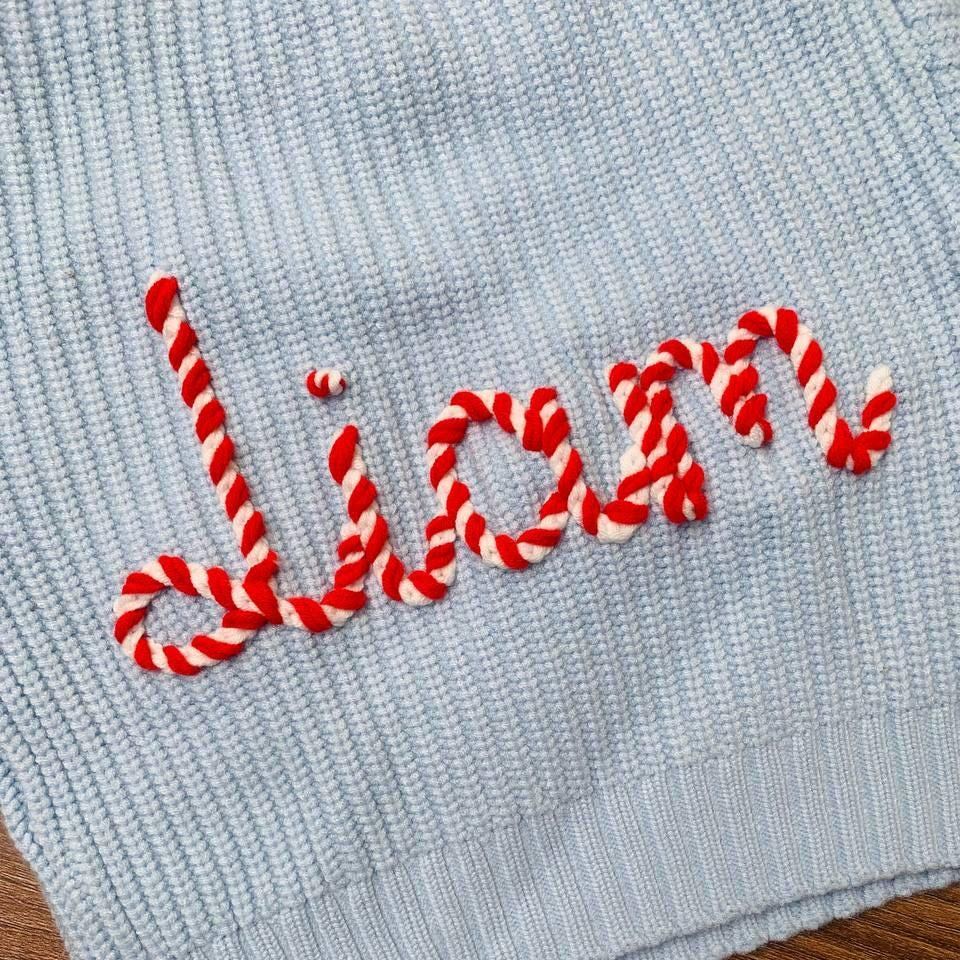 Personalized Christmas Hand embroidered Name Baby Sweater | MCGift138
