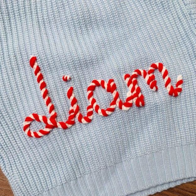 Personalized Christmas Hand embroidered Name Baby Sweater | MCGift138