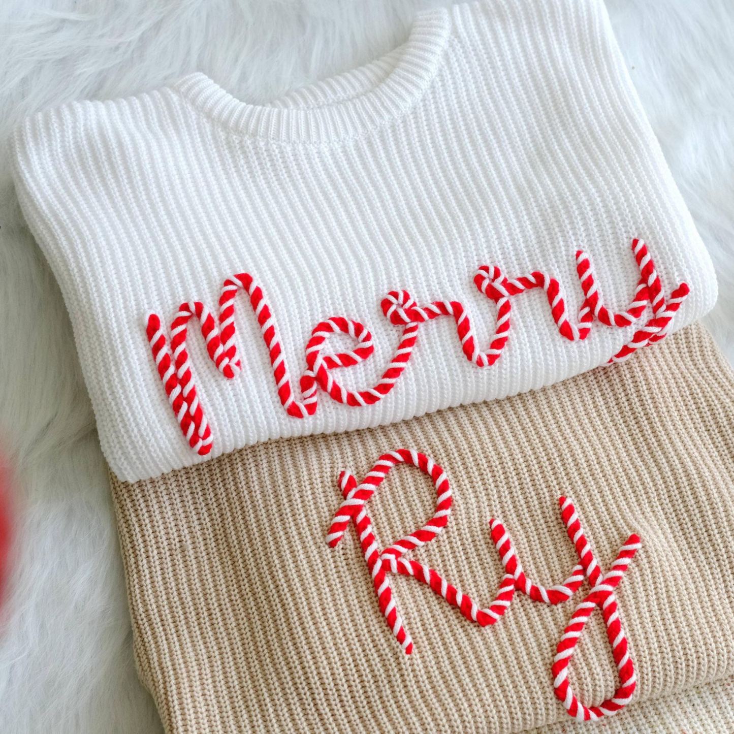 Personalized Christmas Hand embroidered Name Baby Sweater | MCGift138