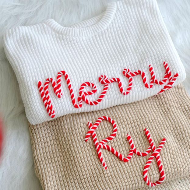 Personalized Christmas Hand embroidered Name Baby Sweater | MCGift138
