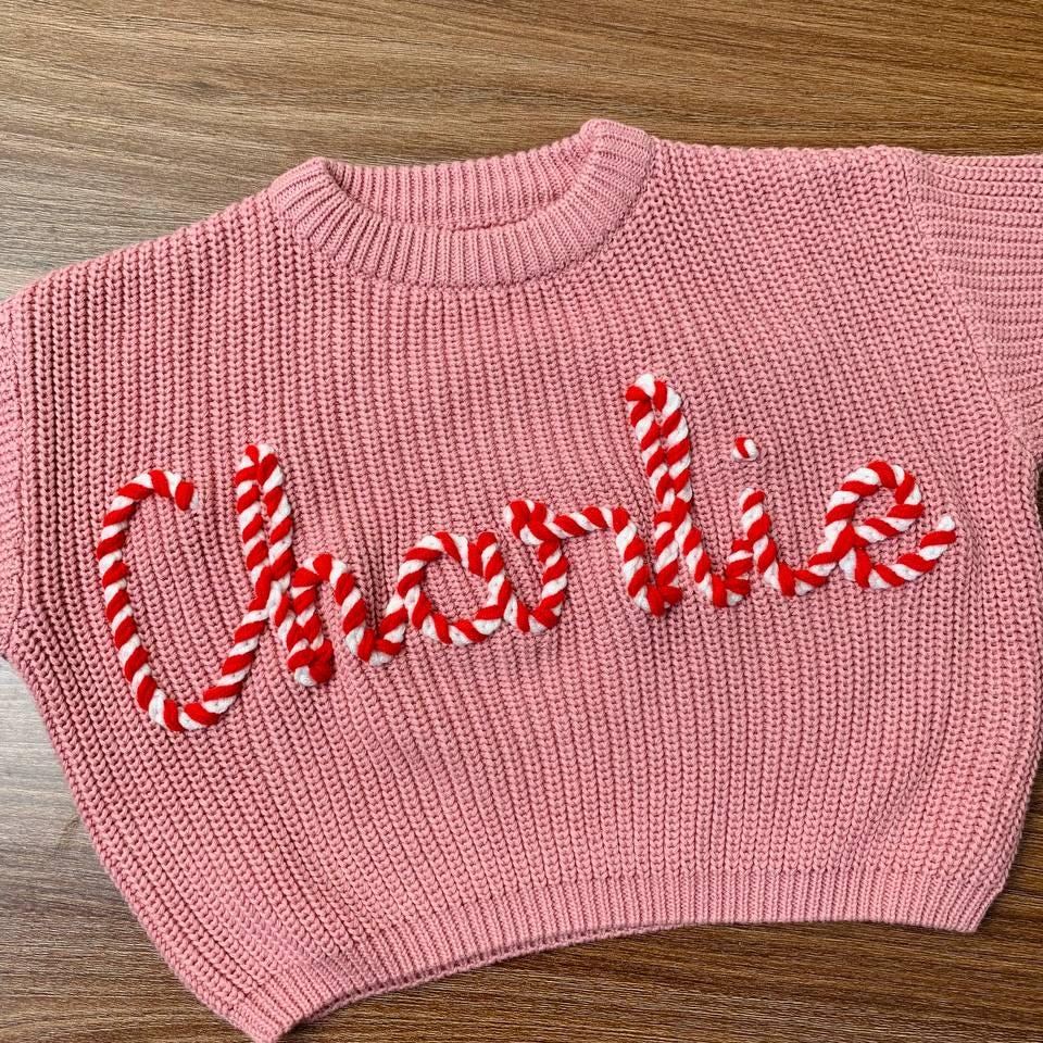 Personalized Christmas Hand embroidered Name Baby Sweater | MCGift138