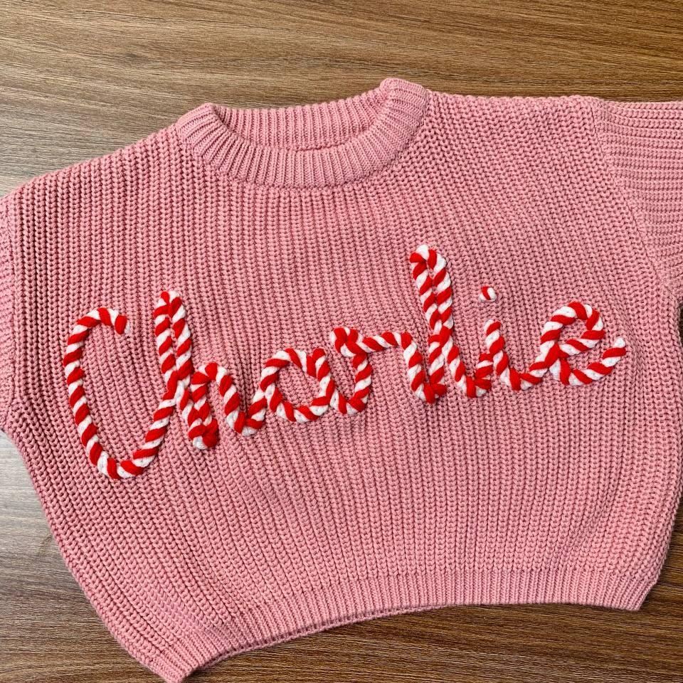 Personalized Christmas Hand embroidered Name Baby Sweater | MCGift138