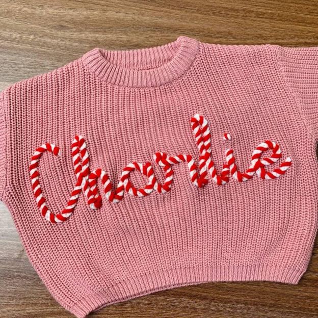 Personalized Christmas Hand embroidered Name Baby Sweater | MCGift138