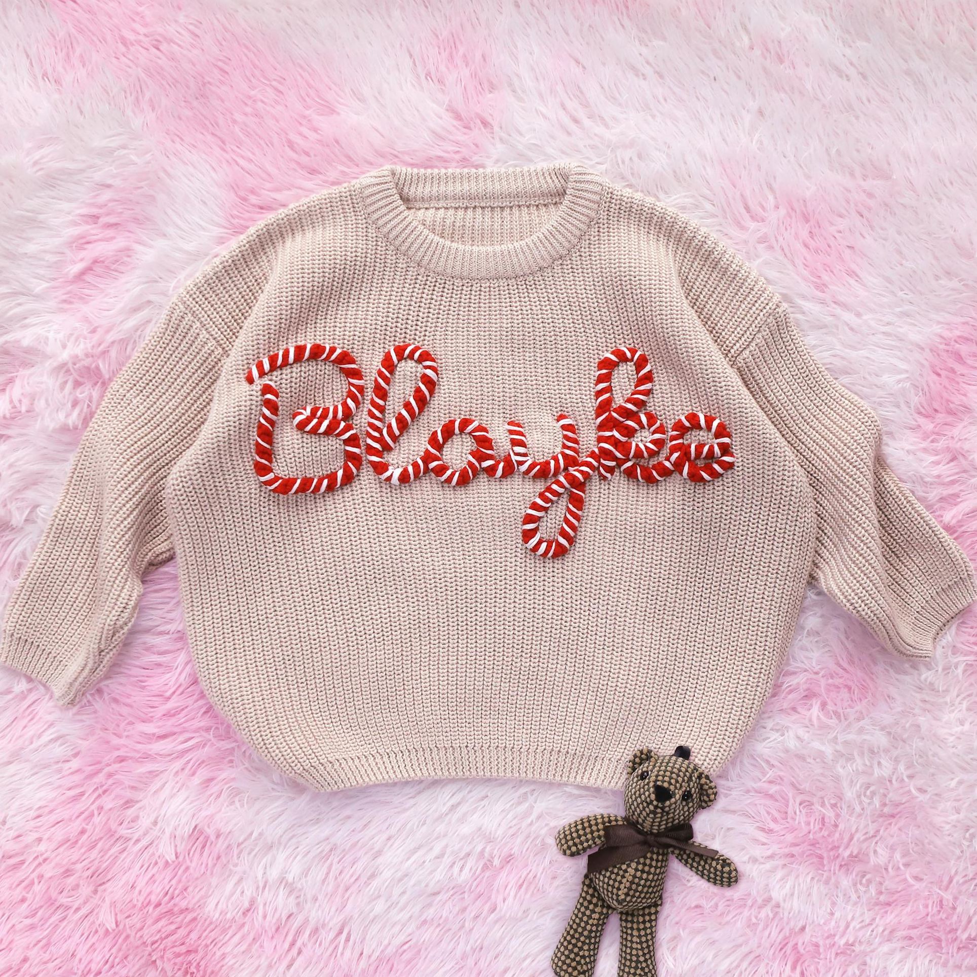 Personalized Christmas Hand embroidered Name Baby Sweater | MCGift138