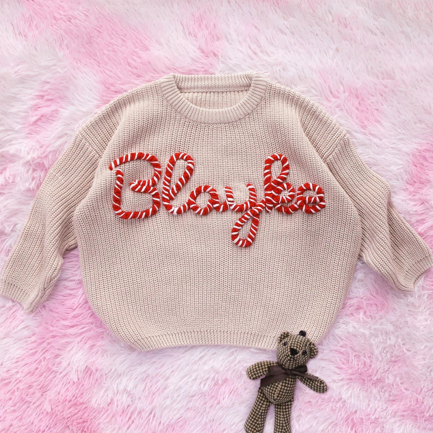 Personalized Christmas Hand embroidered Name Baby Sweater | MCGift138