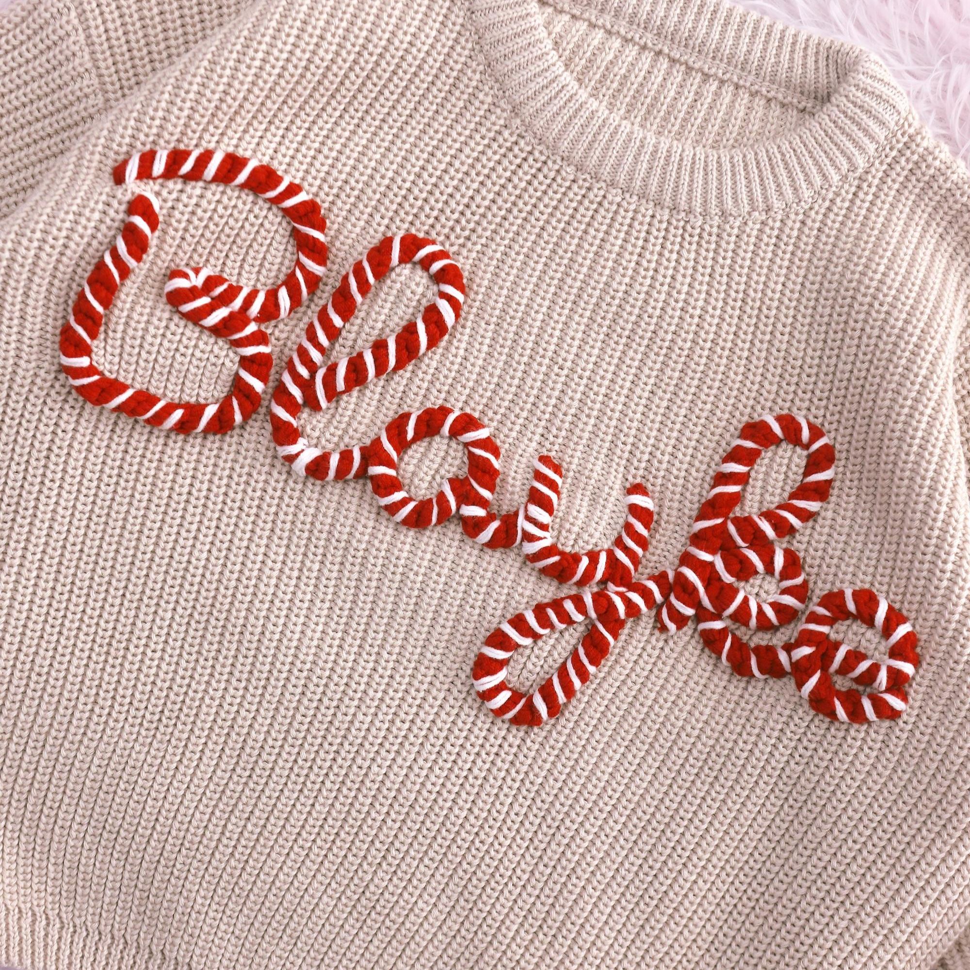 Personalized Christmas Hand embroidered Name Baby Sweater | MCGift138