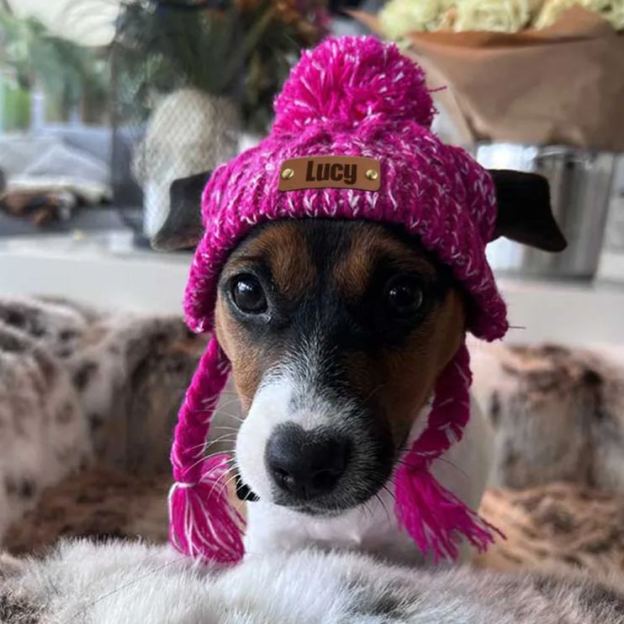 Personalized Pets Leather Patch Knitted Hat | BKPet215