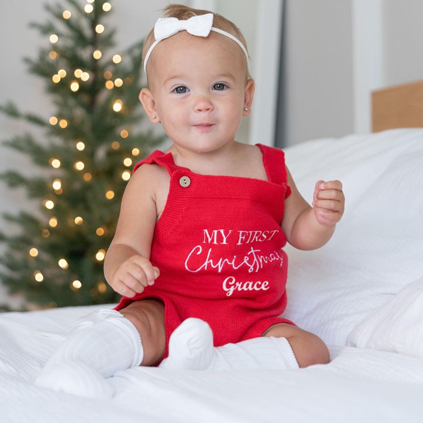 Personalized My First Christmas Baby Romper Set | MCGift137