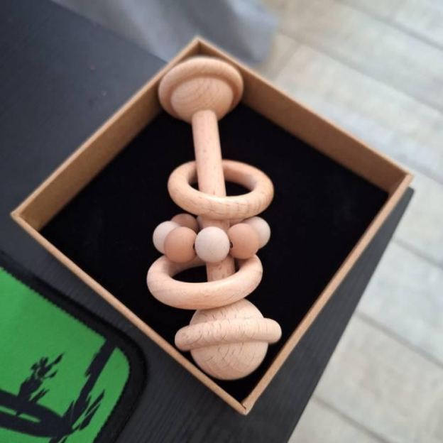 Personalized Baby Sensory Toys Wooden Rattle | CWToy150