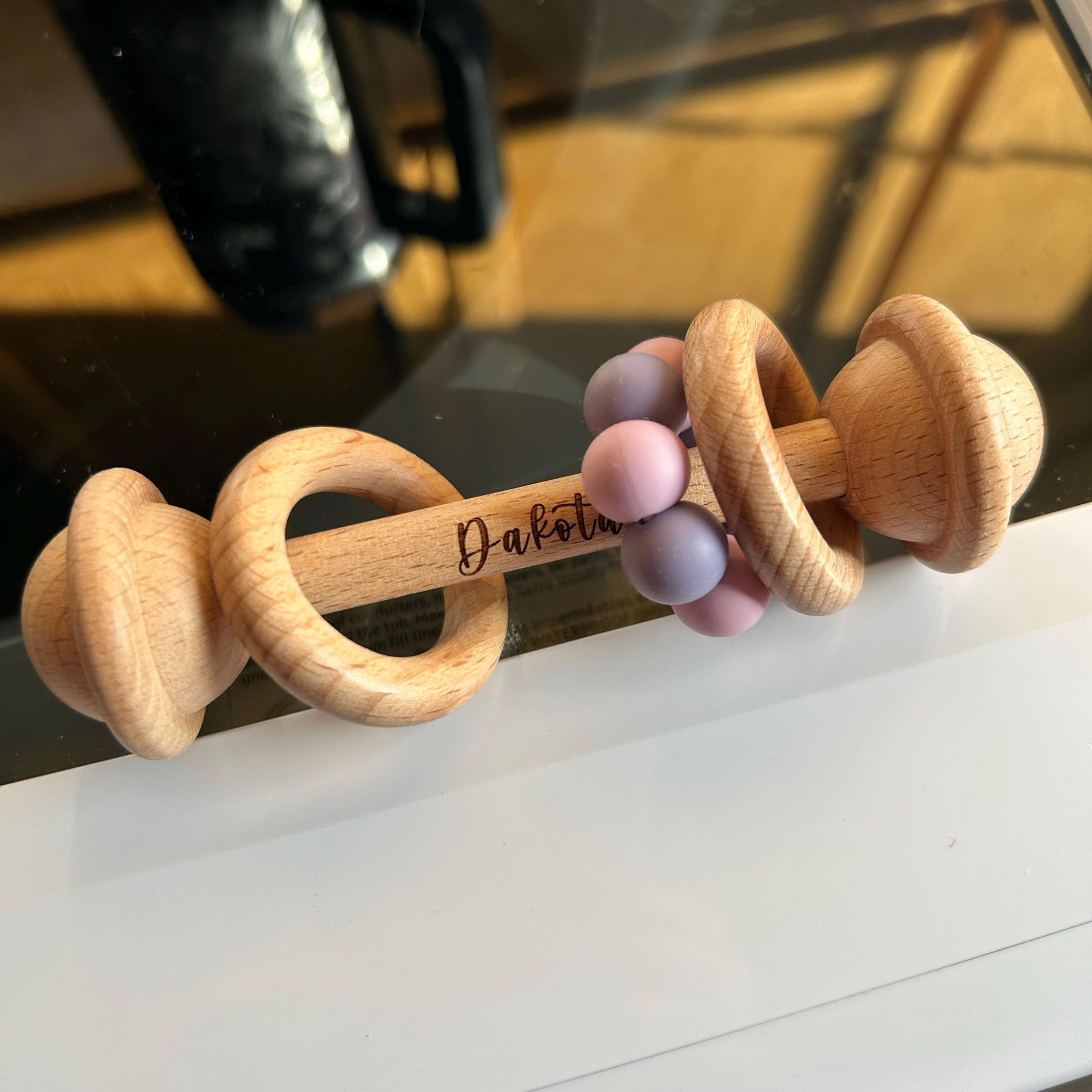 Personalized Baby Sensory Toys Wooden Rattle | CWToy150