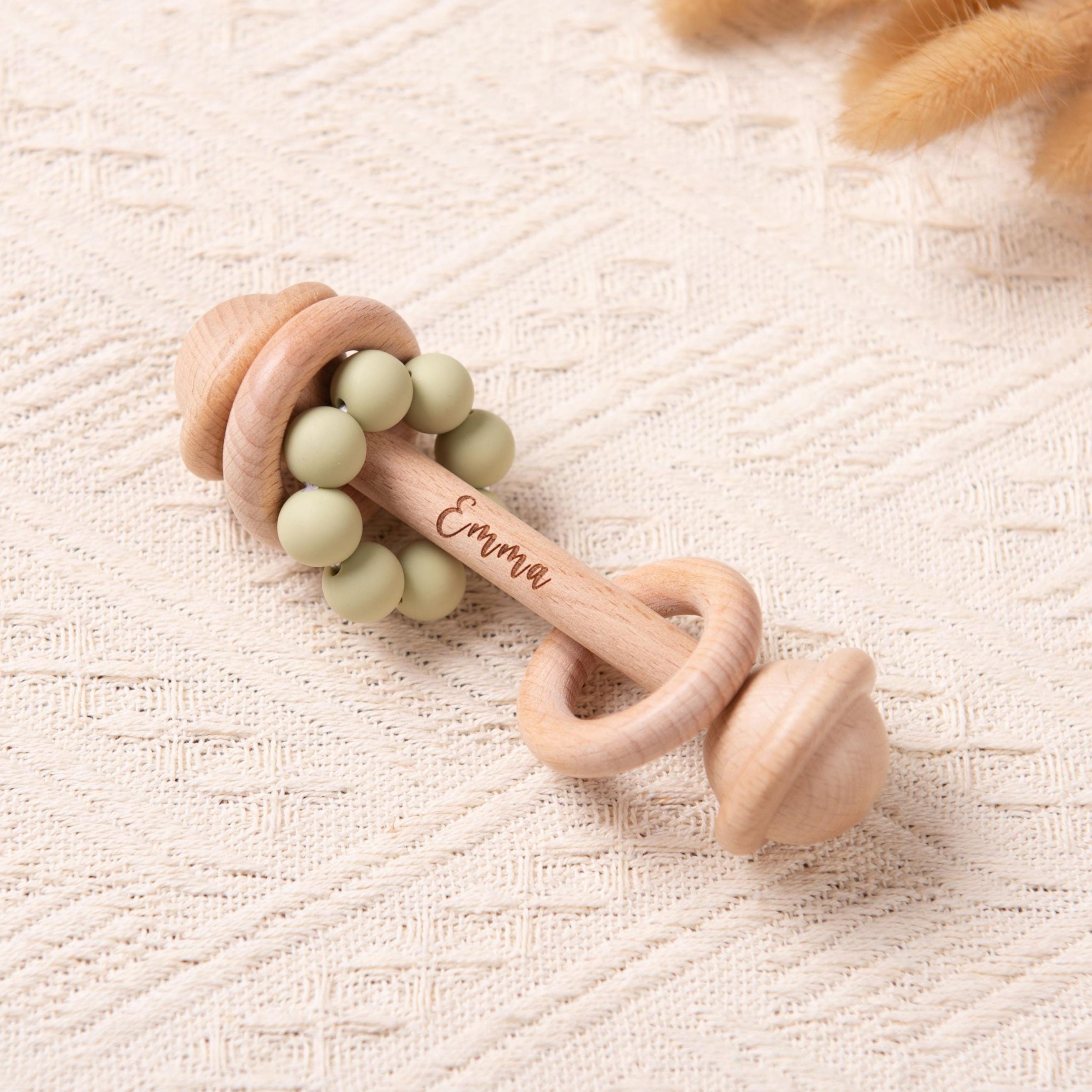 Personalized Baby Sensory Toys Wooden Rattle | CWToy150