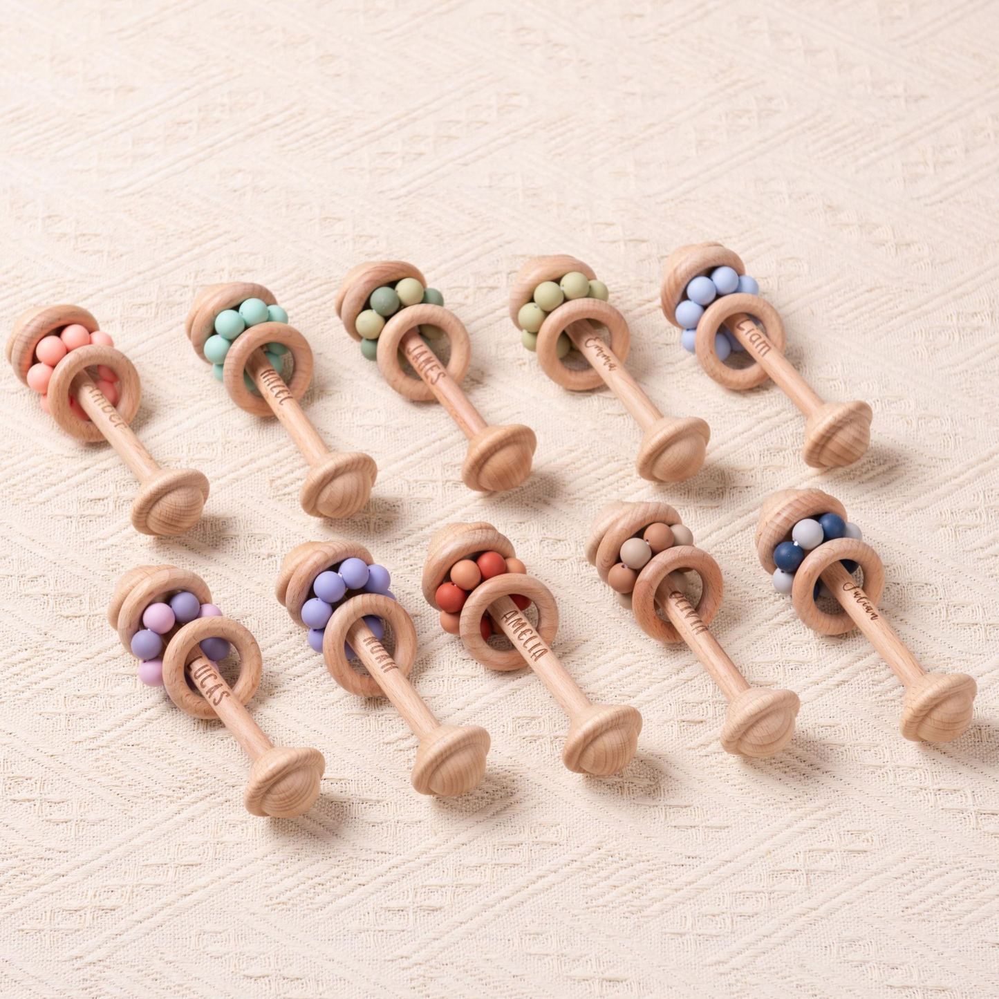 Personalized Baby Sensory Toys Wooden Rattle | CWToy150