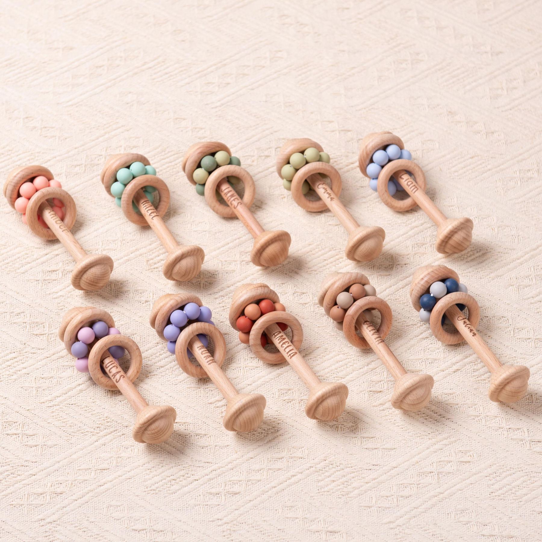 Personalized Baby Sensory Toys Wooden Rattle | CWToy150
