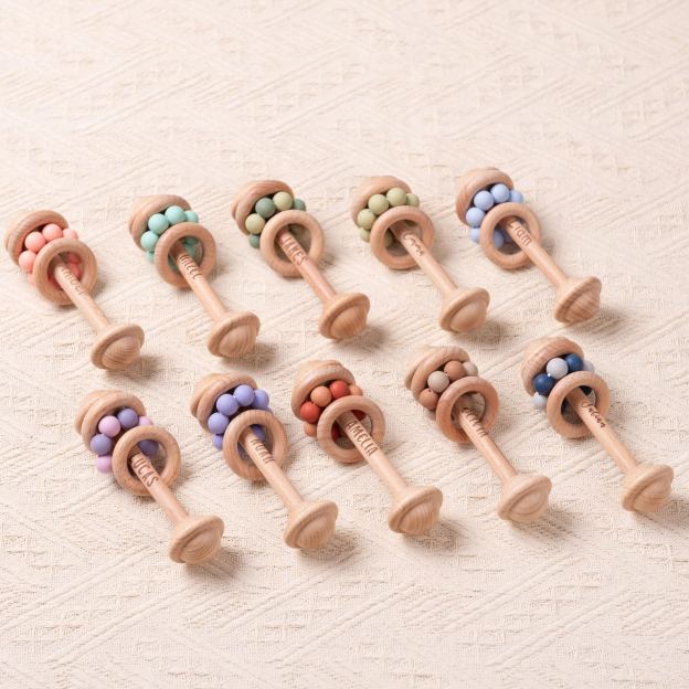 Personalized Baby Sensory Toys Wooden Rattle | CWToy150