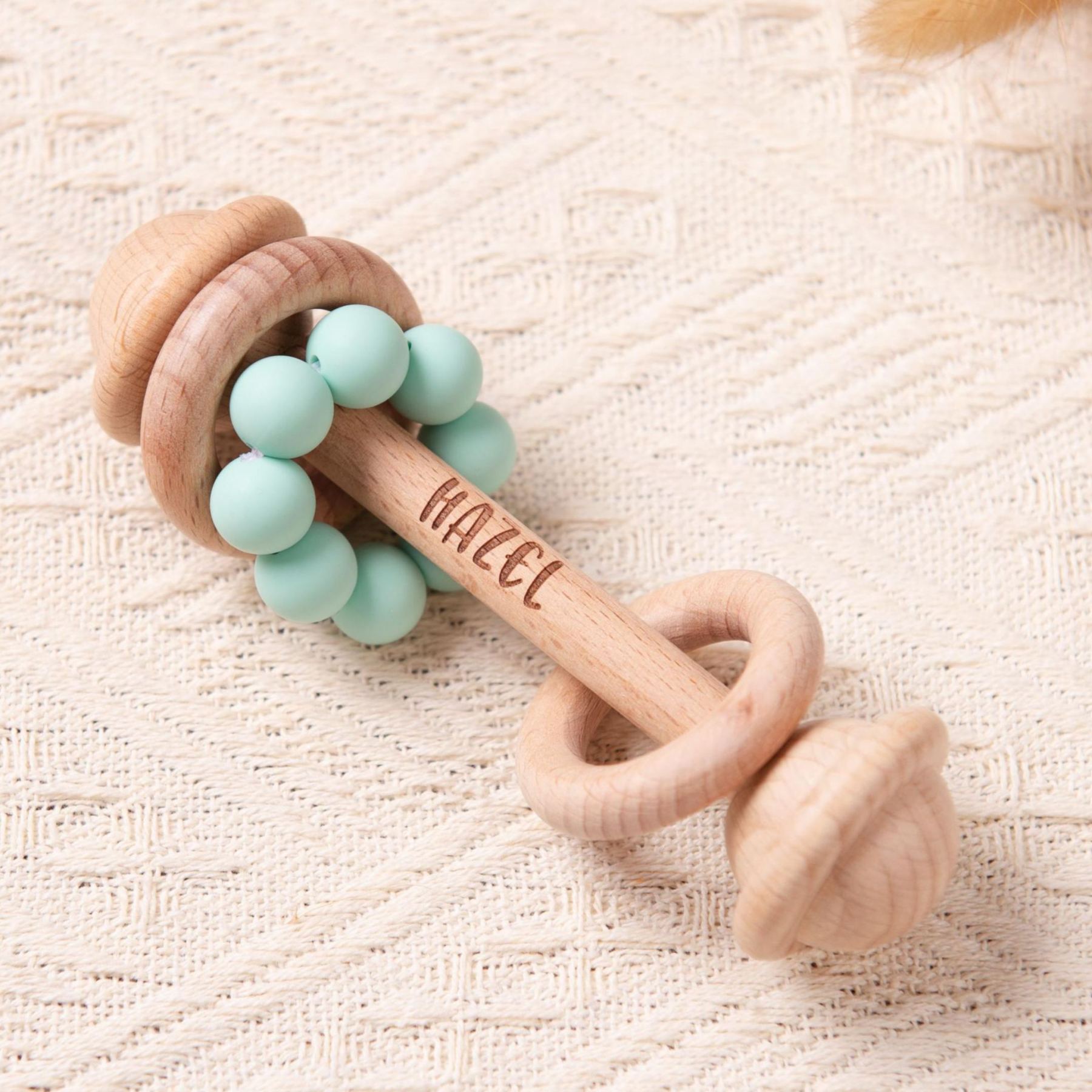 Personalized Baby Sensory Toys Wooden Rattle | CWToy150