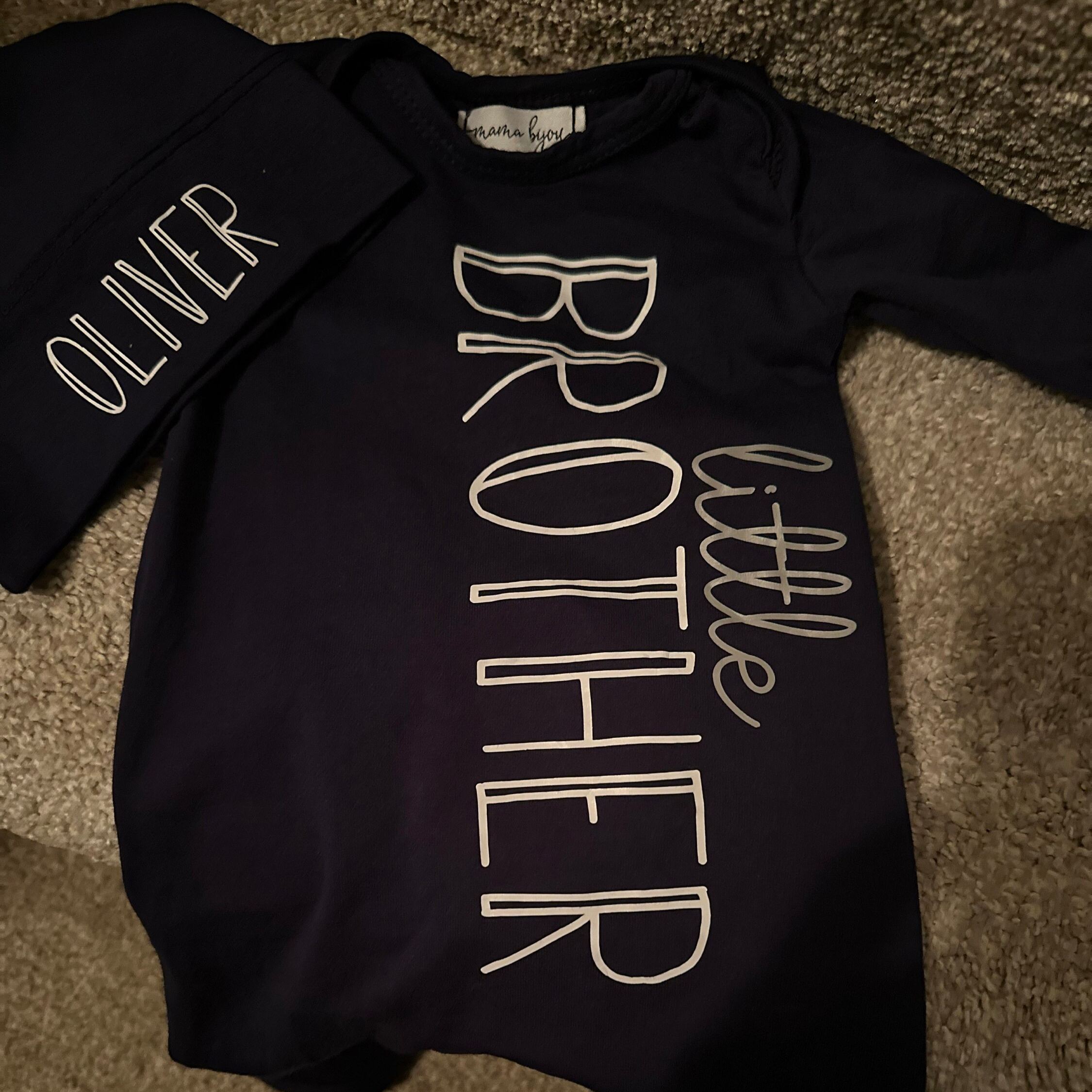 Personalized Baby Little Brother Coming Home Romper and Hat Set | CWBaby302